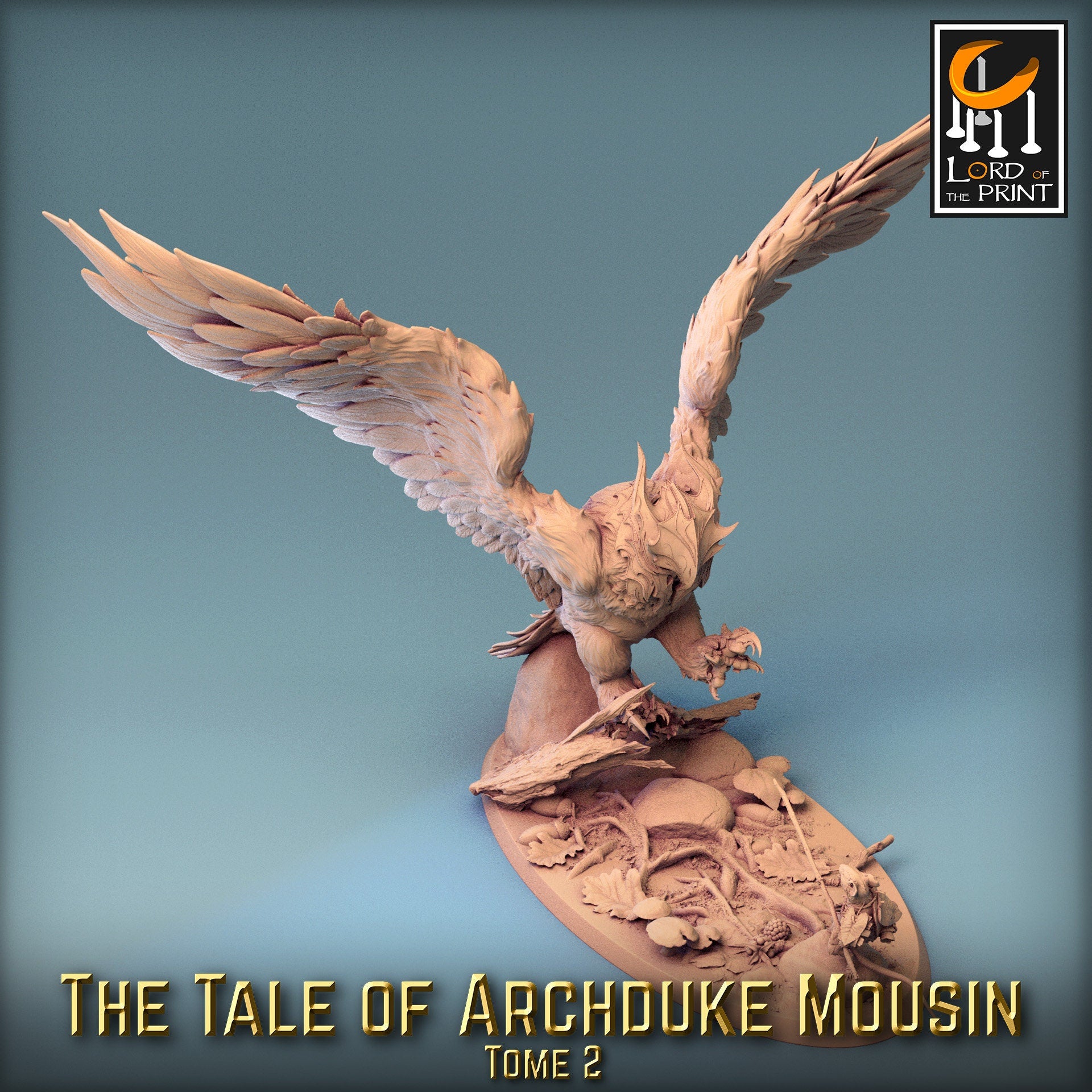 Armored Owl Fight! Tale of Archduke Mousin Tome 2, Lord of the Print | Dungeons and Dragons | Pathfinder | Table Top RPG | 3D Printed Model