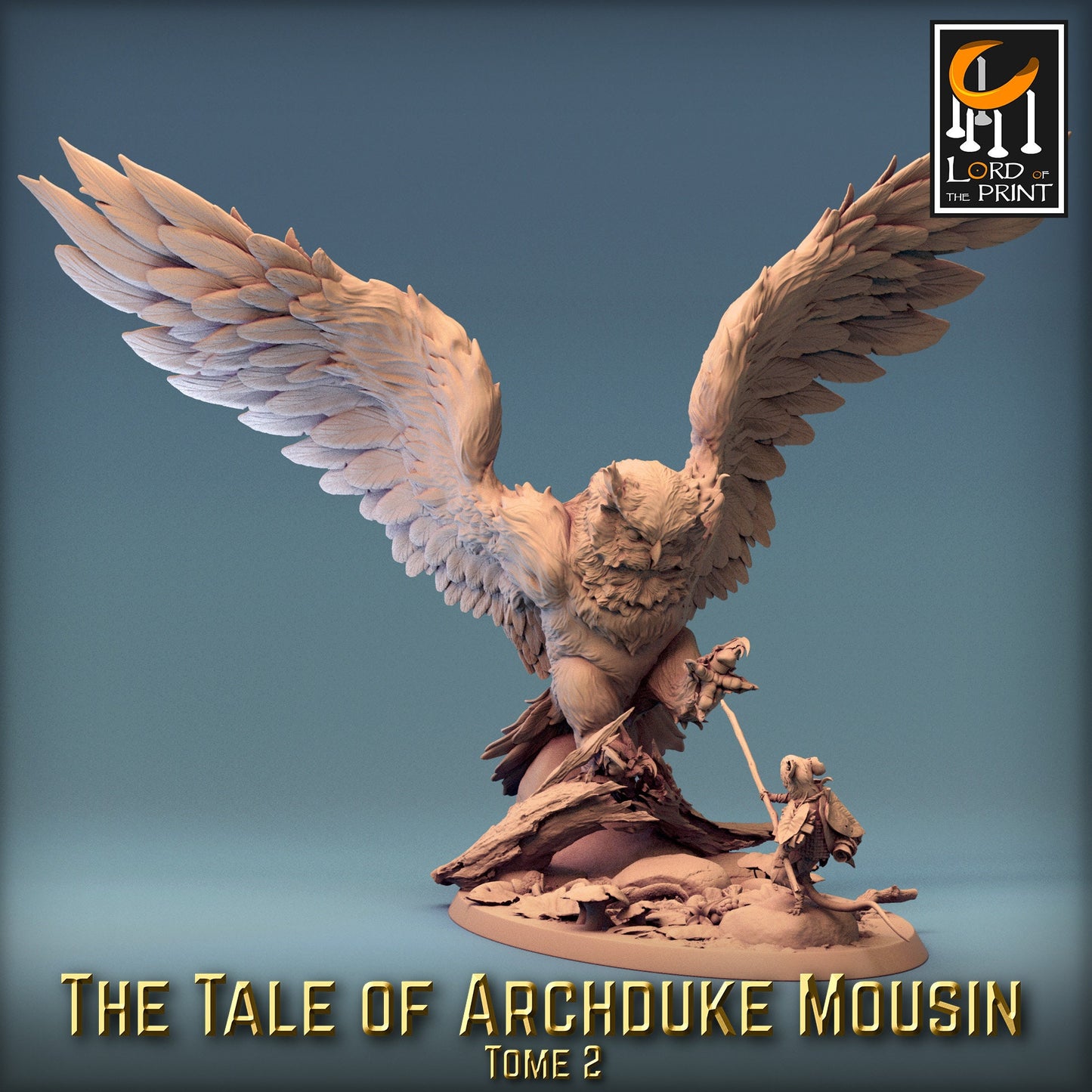 Armored Owl Fight! Tale of Archduke Mousin Tome 2, Lord of the Print | Dungeons and Dragons | Pathfinder | Table Top RPG | 3D Printed Model