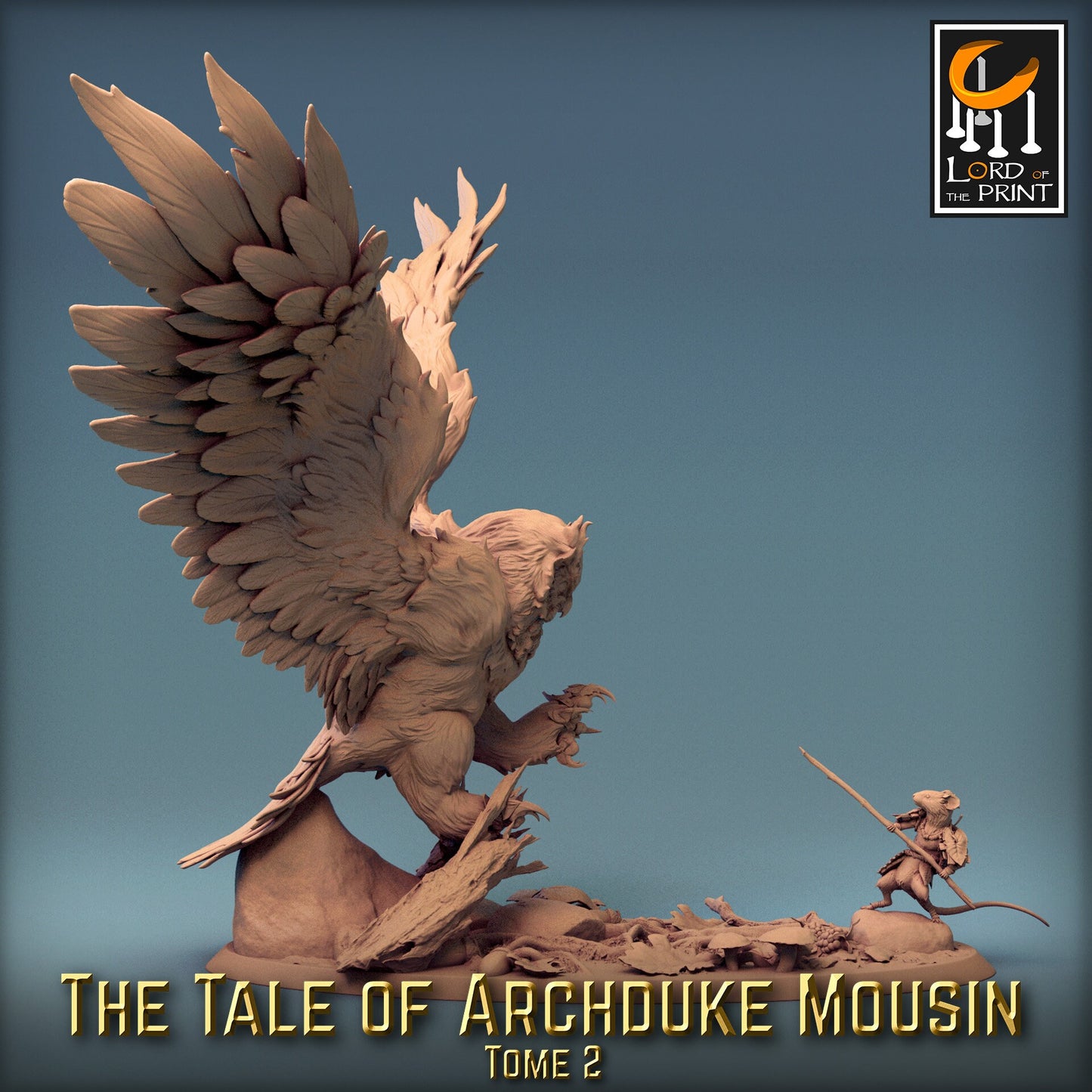 Armored Owl Fight! Tale of Archduke Mousin Tome 2, Lord of the Print | Dungeons and Dragons | Pathfinder | Table Top RPG | 3D Printed Model