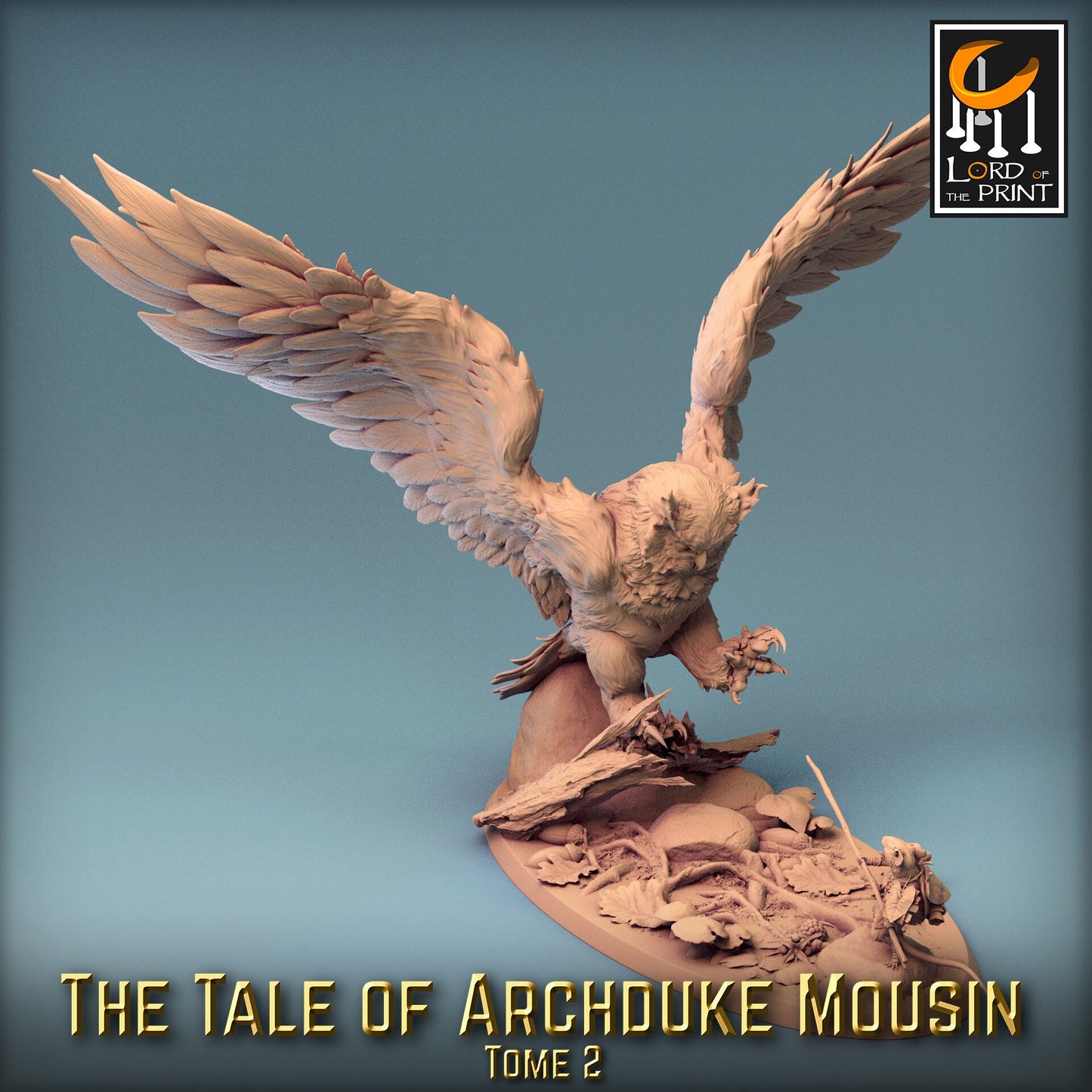 Armored Owl Fight! Tale of Archduke Mousin Tome 2, Lord of the Print | Dungeons and Dragons | Pathfinder | Table Top RPG | 3D Printed Model