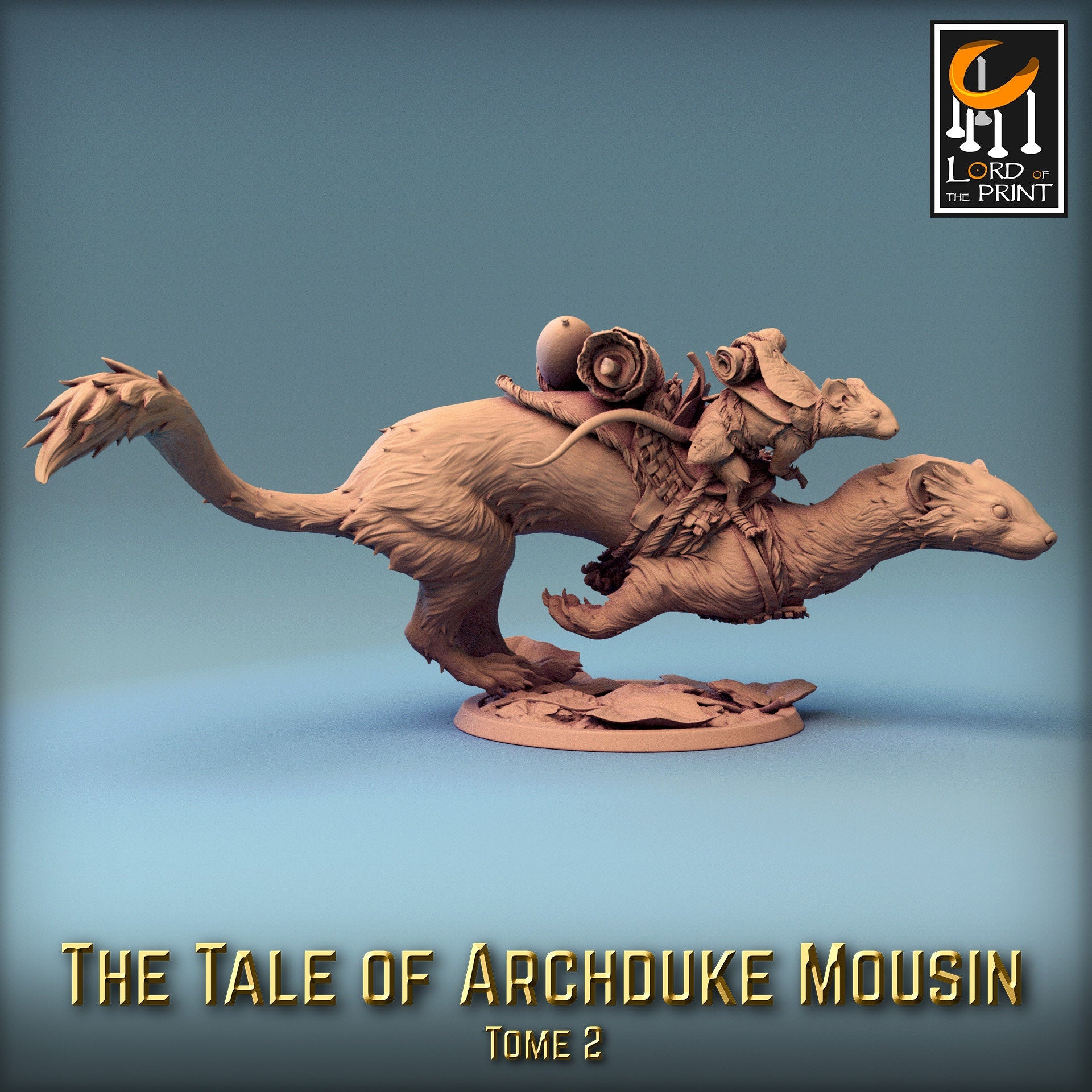 Weasel Riders! The Tale of Archduke Mousin Tome 2, Lord of the Print | Dungeons and Dragons | Pathfinder | Table Top RPG | 3D Printed Model