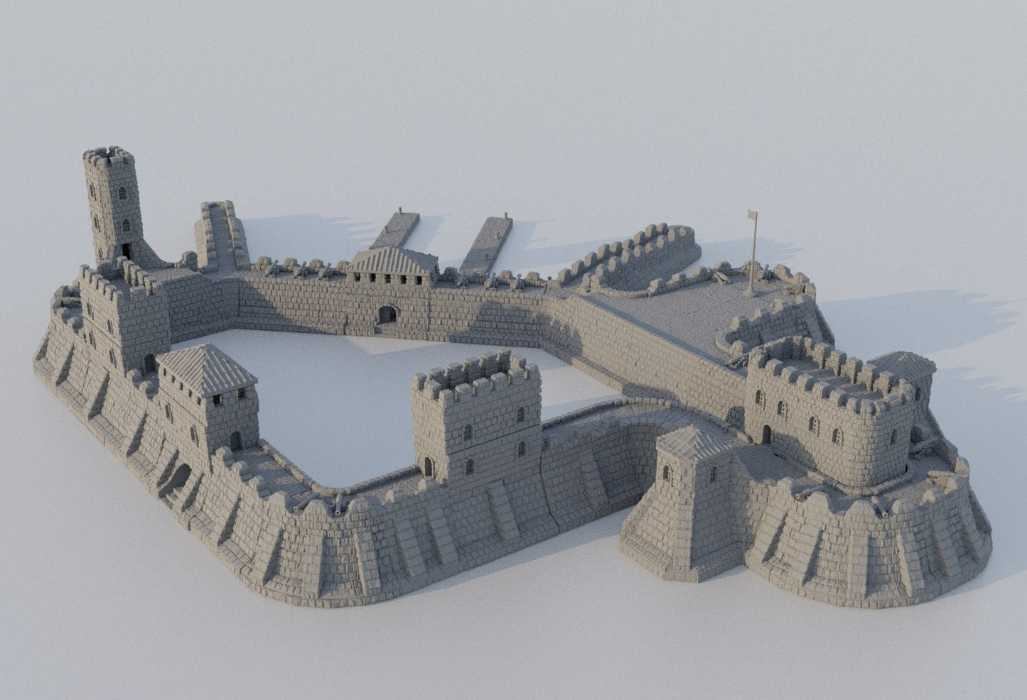 Fortified Colonial Port, Miniature Land | Dungeons and Dragons | Pathfinder | Table Top RPG | 3D Printed Model