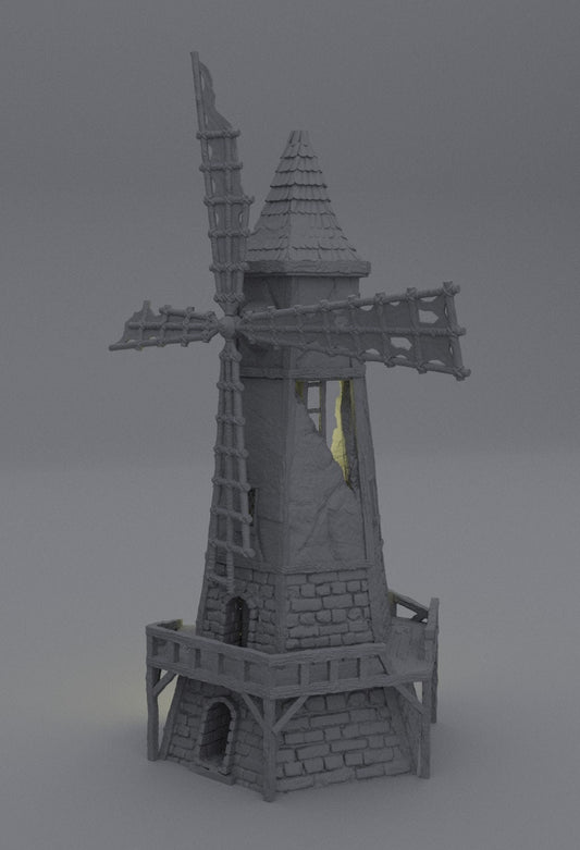 Ruined Windmill, Miniature Land | Dungeons and Dragons | Pathfinder | Table Top RPG | 3D Printed Model