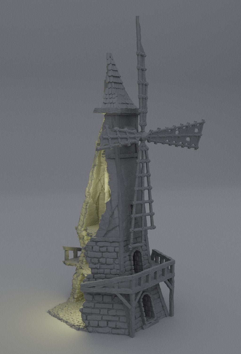 Ruined Windmill, Miniature Land | Dungeons and Dragons | Pathfinder | Table Top RPG | 3D Printed Model