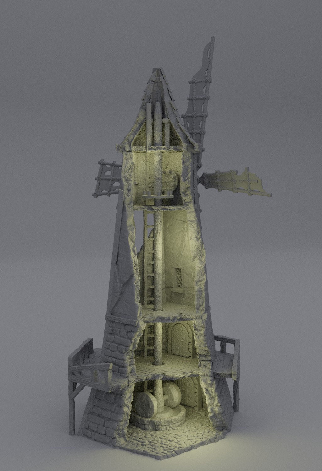 Ruined Windmill, Miniature Land | Dungeons and Dragons | Pathfinder | Table Top RPG | 3D Printed Model