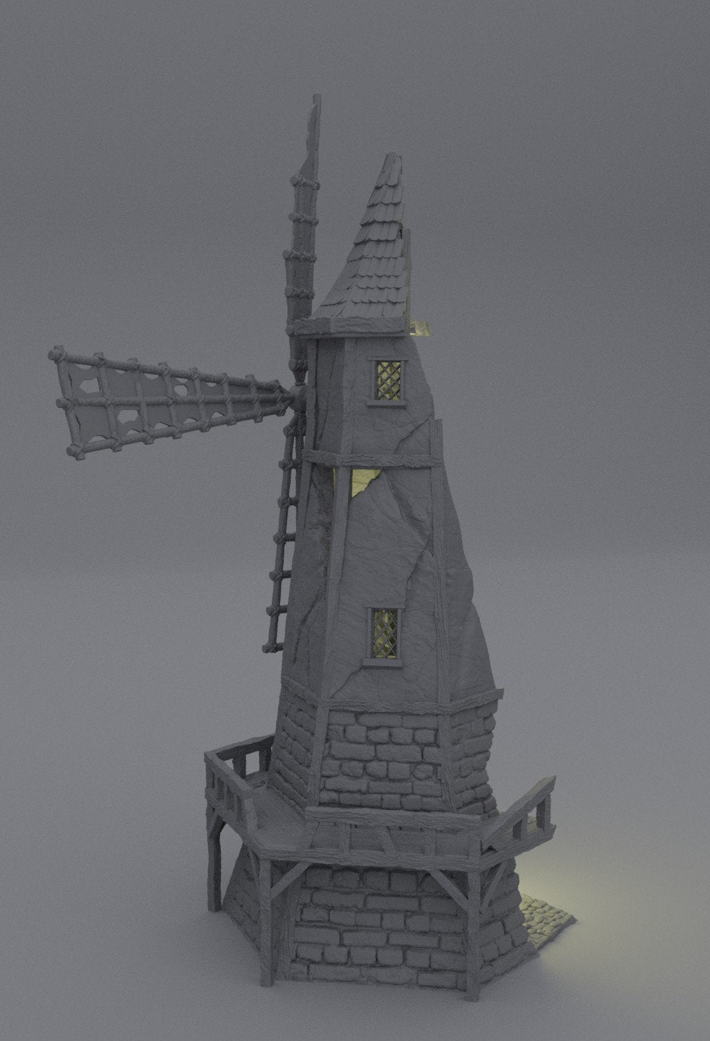 Ruined Windmill, Miniature Land | Dungeons and Dragons | Pathfinder | Table Top RPG | 3D Printed Model