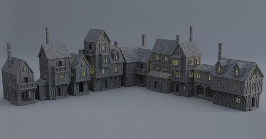 Modular Town District, Miniature Land | Dungeons and Dragons | Pathfinder | Table Top RPG | 3D Printed Model
