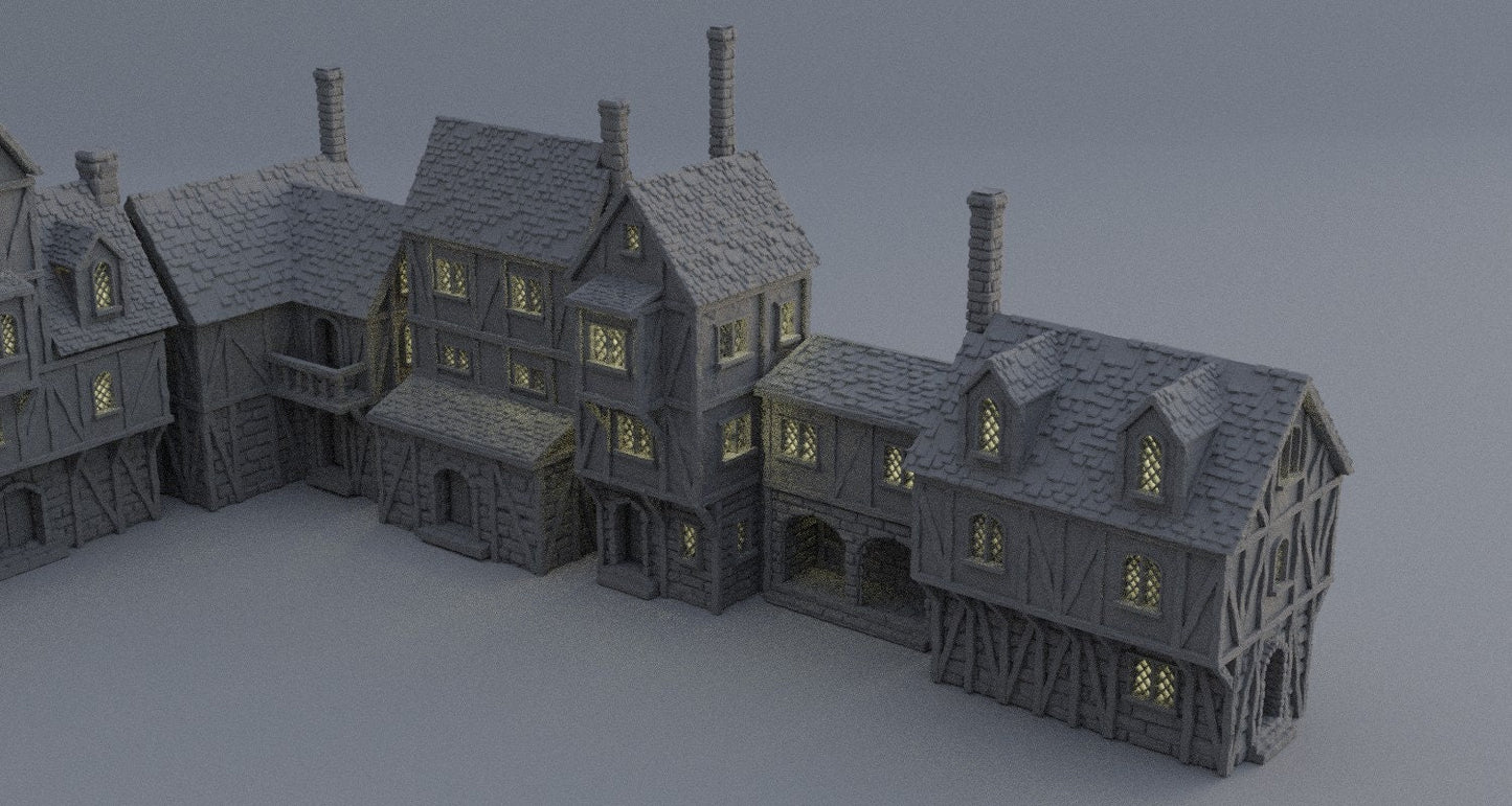 Modular Town District, Miniature Land | Dungeons and Dragons | Pathfinder | Table Top RPG | 3D Printed Model