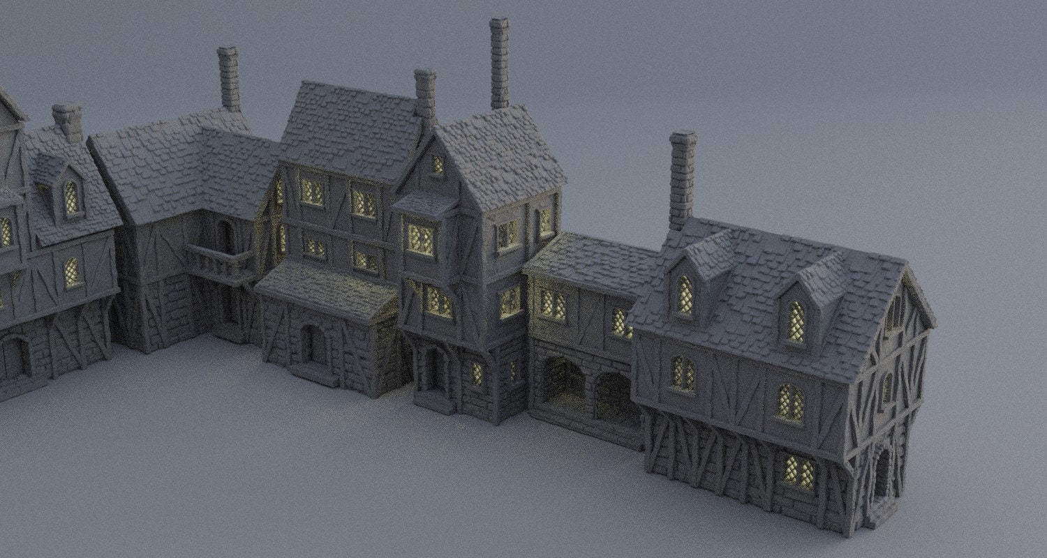 Modular Town District, Miniature Land | Dungeons and Dragons | Pathfinder | Table Top RPG | 3D Printed Model