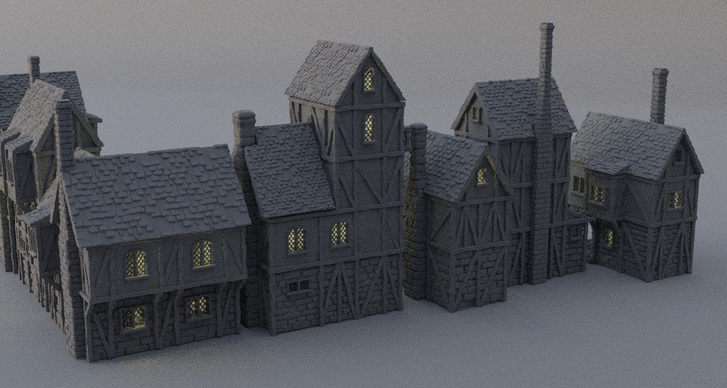 Modular Town District, Miniature Land | Dungeons and Dragons | Pathfinder | Table Top RPG | 3D Printed Model