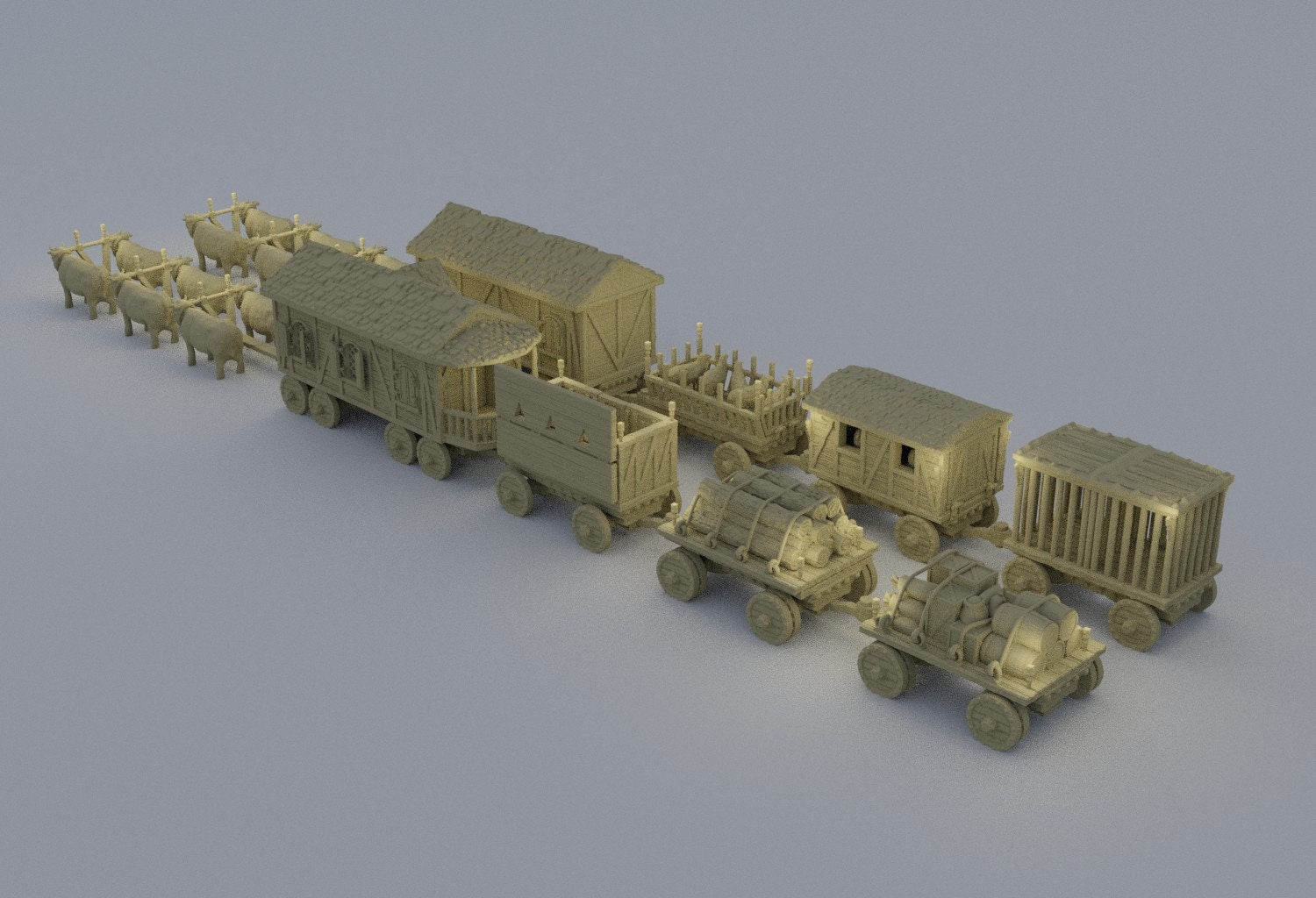 Convoy of Settlers, Miniature Land | Dungeons and Dragons | Pathfinder | Table Top RPG | 3D Printed Model