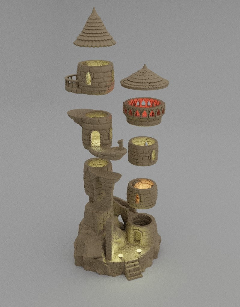 Small Wizards Tower, Miniature Land | Dungeons and Dragons | Pathfinder | Table Top RPG | 3D Printed Model