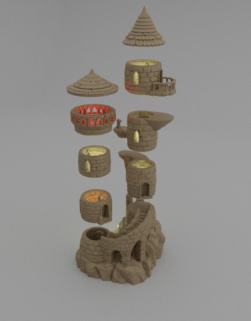 Small Wizards Tower, Miniature Land | Dungeons and Dragons | Pathfinder | Table Top RPG | 3D Printed Model