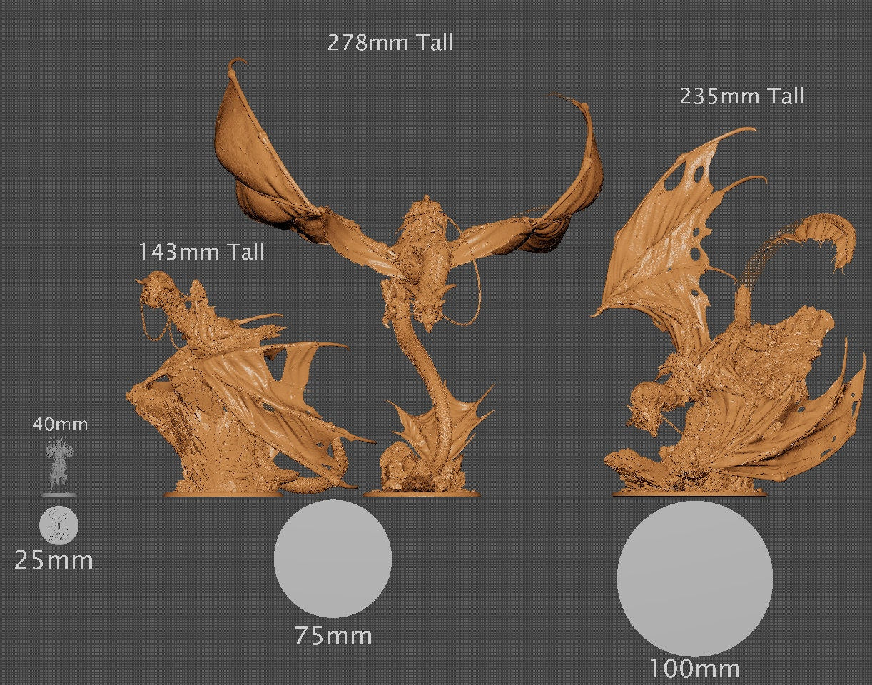 Wyvern Riders, 3 Poses, Lord of the Print | Dungeons and Dragons | Pathfinder | Table Top RPG | 3D Printed Model