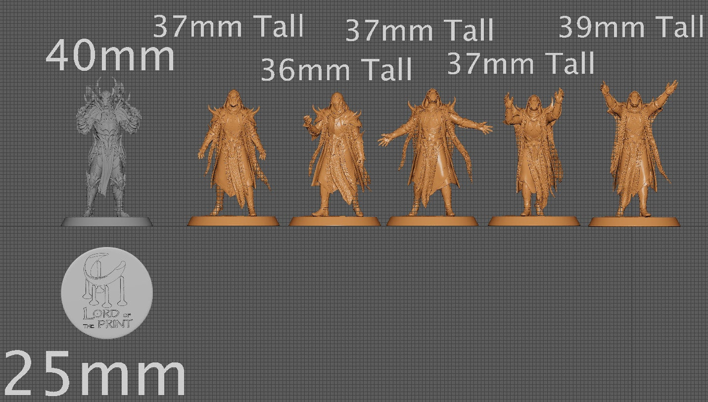 Dragon Cultists, Pack 2, Lord of the Print | Dungeons and Dragons | Pathfinder | Table Top RPG | 3D Printed Model