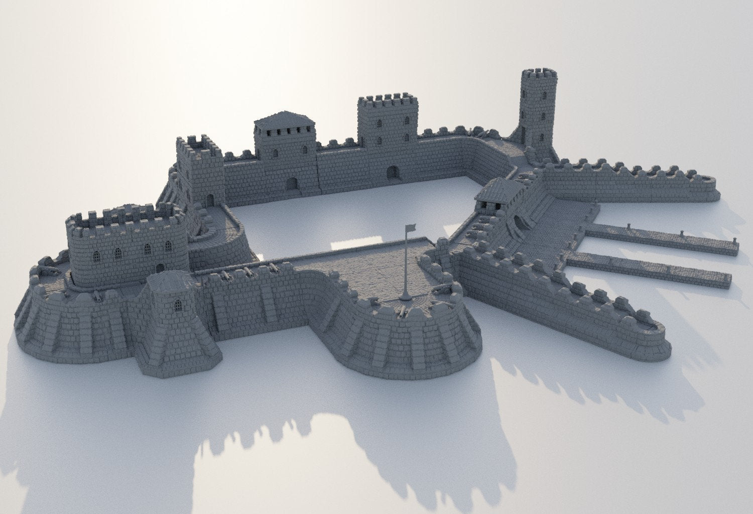 Fortified Colonial Port, Miniature Land | Dungeons and Dragons | Pathfinder | Table Top RPG | 3D Printed Model