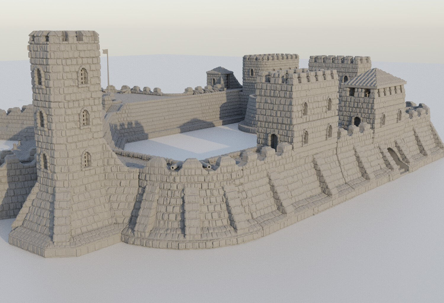 Fortified Colonial Port, Miniature Land | Dungeons and Dragons | Pathfinder | Table Top RPG | 3D Printed Model