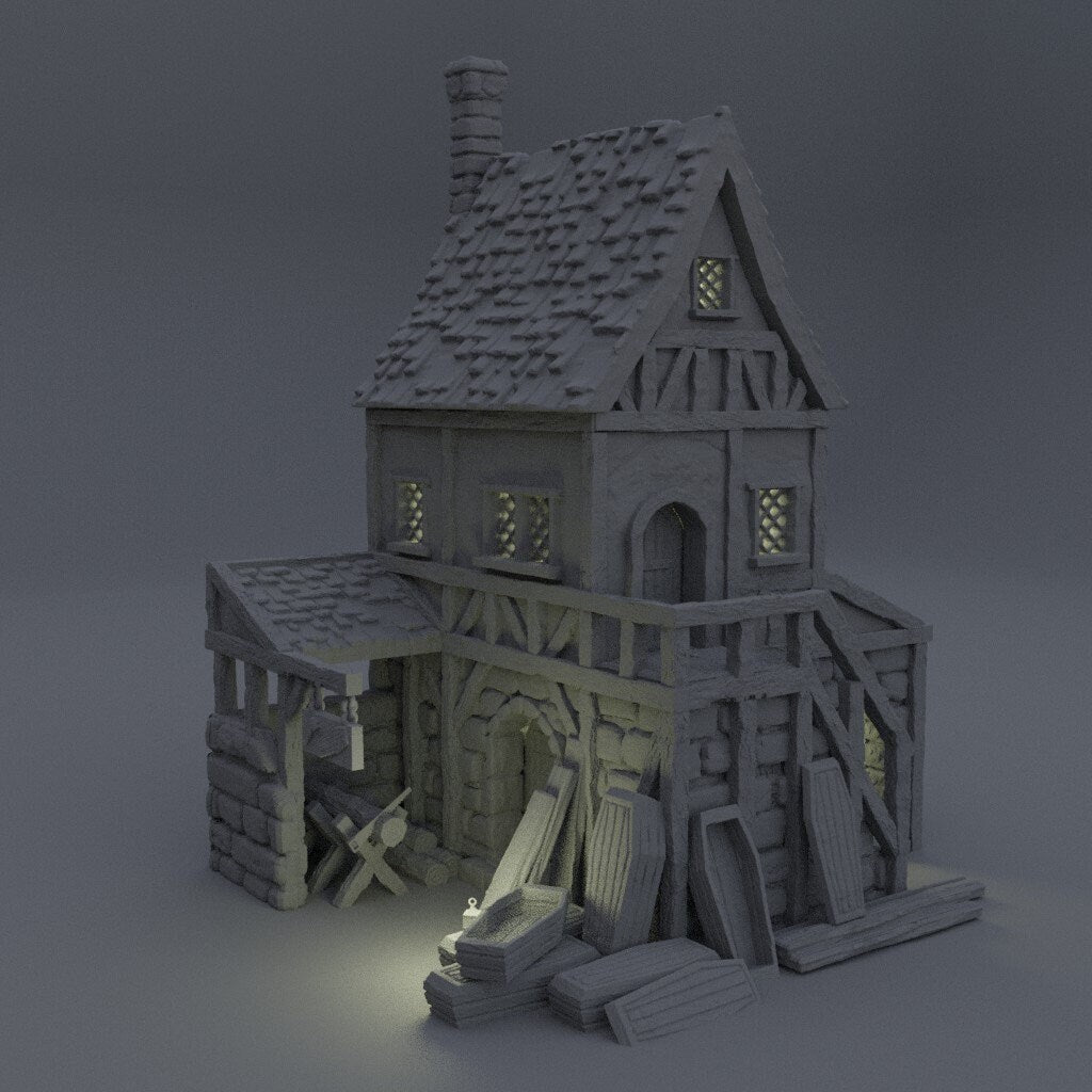 Coffin Makers Shop, Miniature Land | Dungeons and Dragons | Pathfinder | Table Top RPG | 3D Printed Model