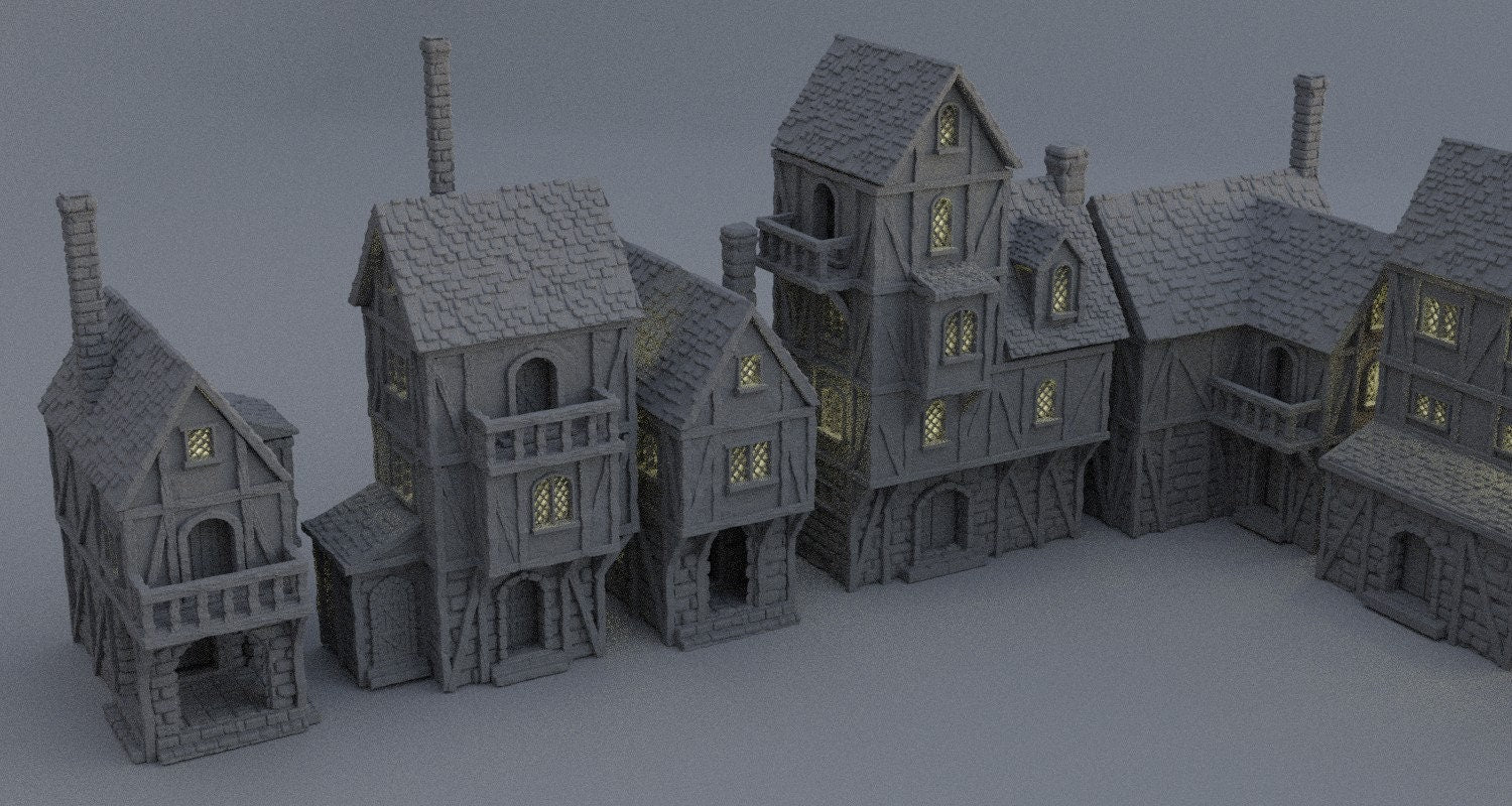 Modular Town District, Miniature Land | Dungeons and Dragons | Pathfinder | Table Top RPG | 3D Printed Model
