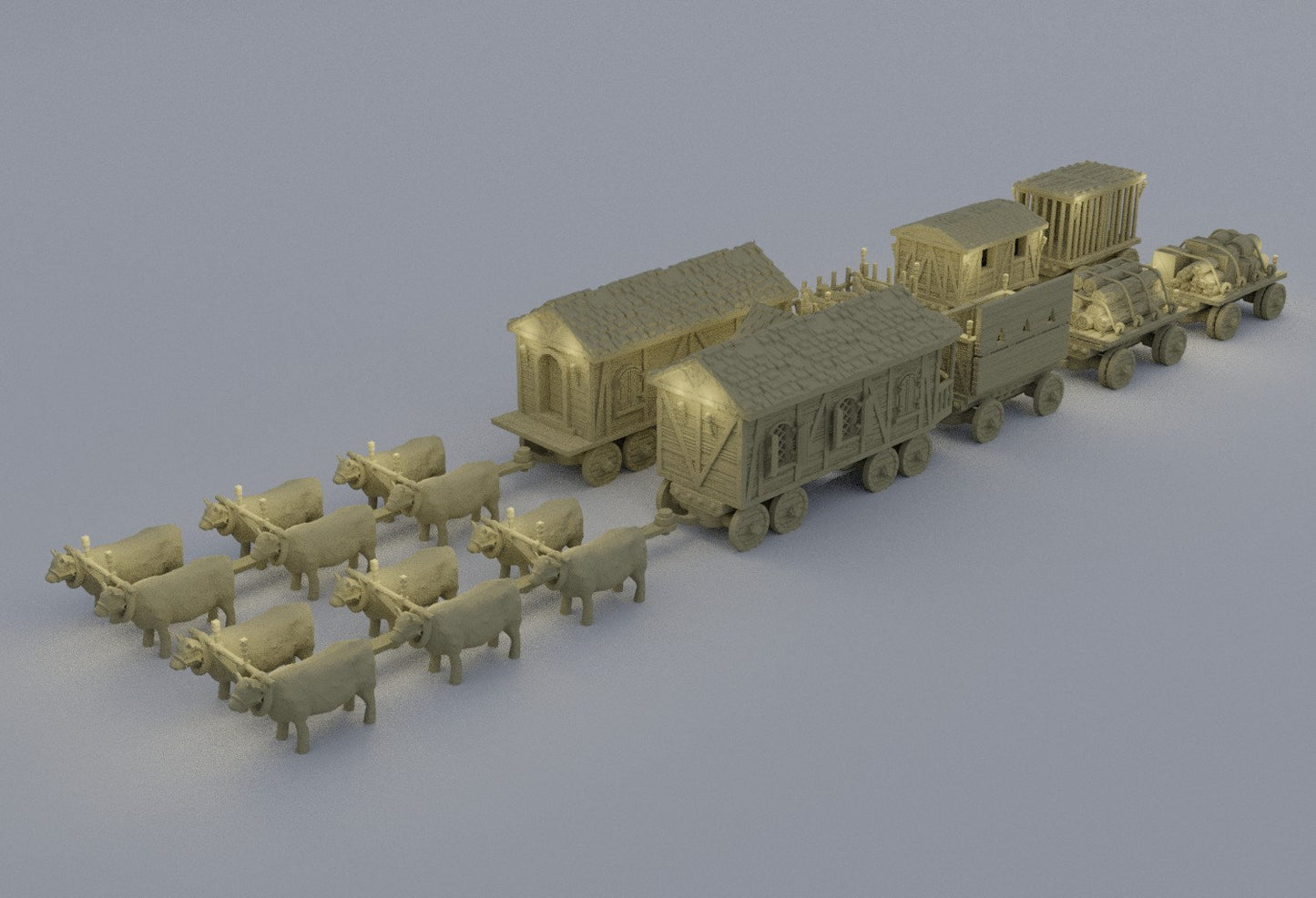 Convoy of Settlers, Miniature Land | Dungeons and Dragons | Pathfinder | Table Top RPG | 3D Printed Model