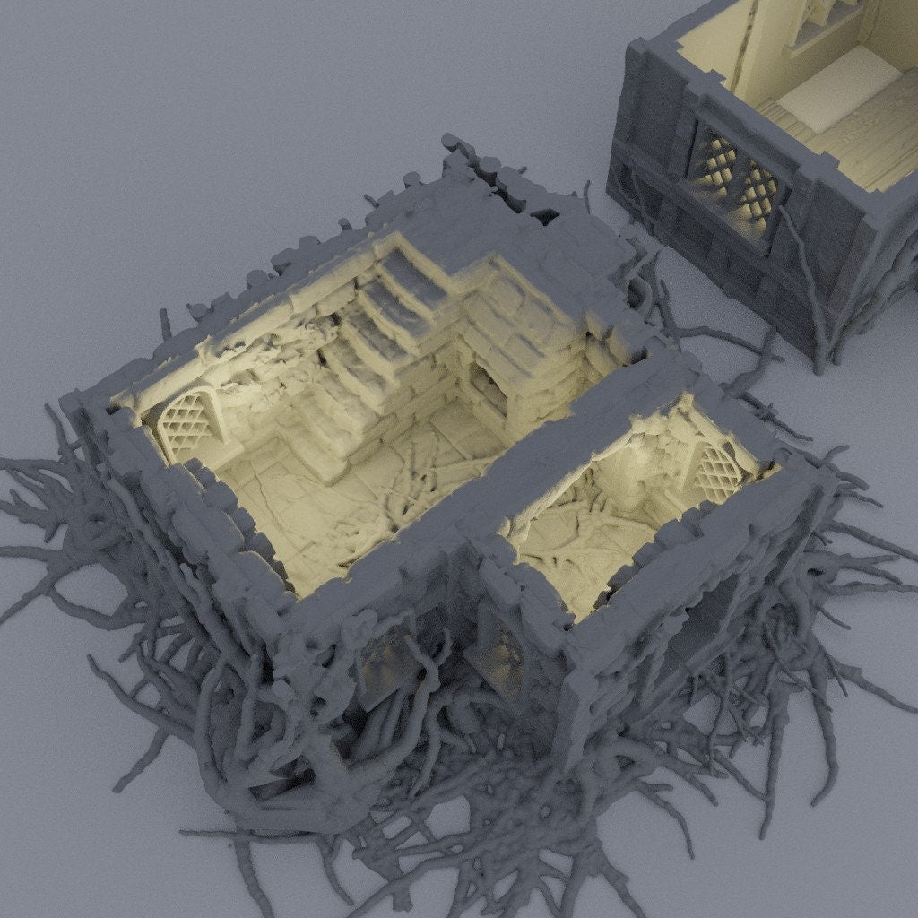 Corrupted Farmhouse, Miniature Land | Dungeons and Dragons | Pathfinder | Table Top RPG | 3D Printed Model