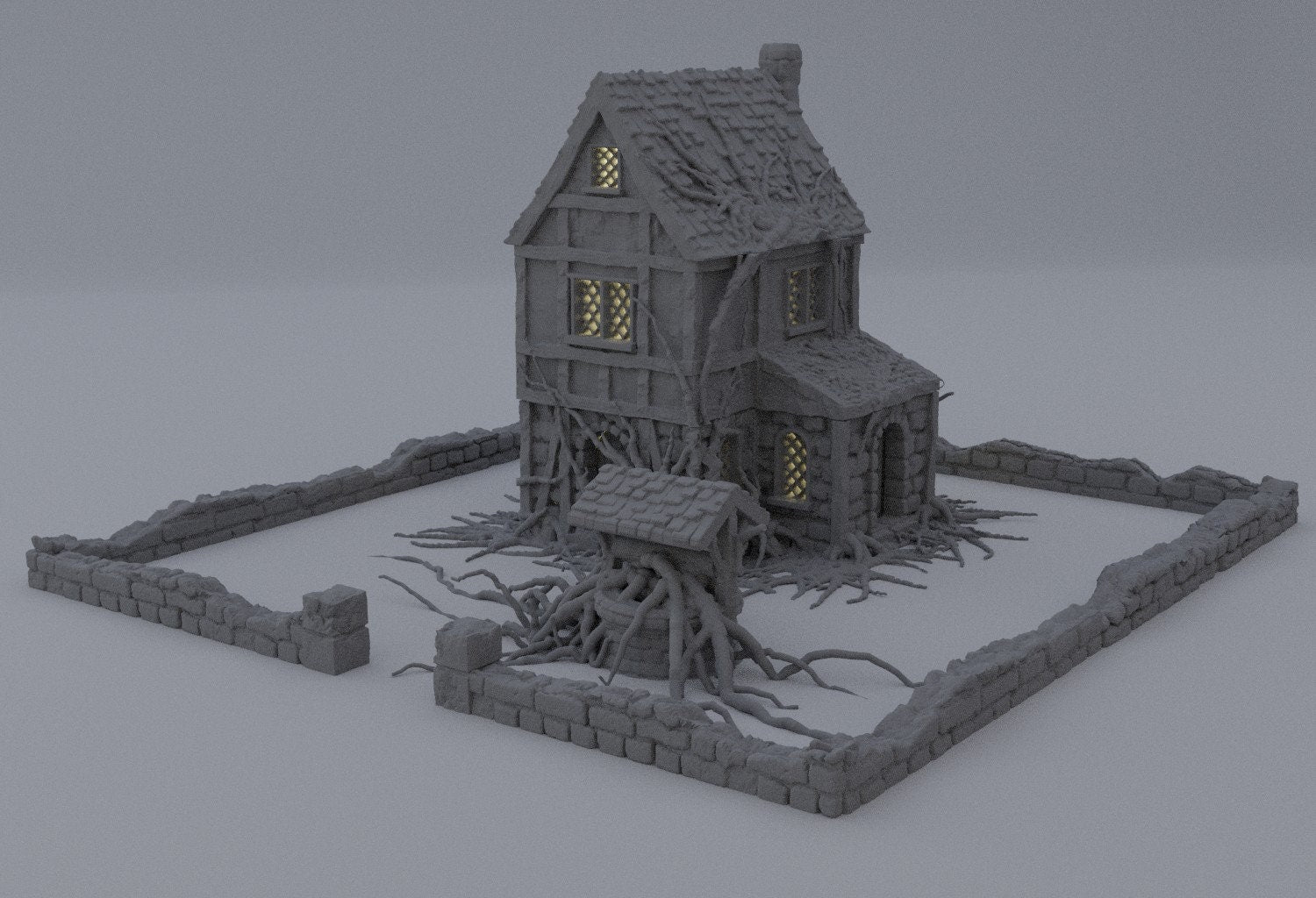 Corrupted Farmhouse, Miniature Land | Dungeons and Dragons | Pathfinder | Table Top RPG | 3D Printed Model