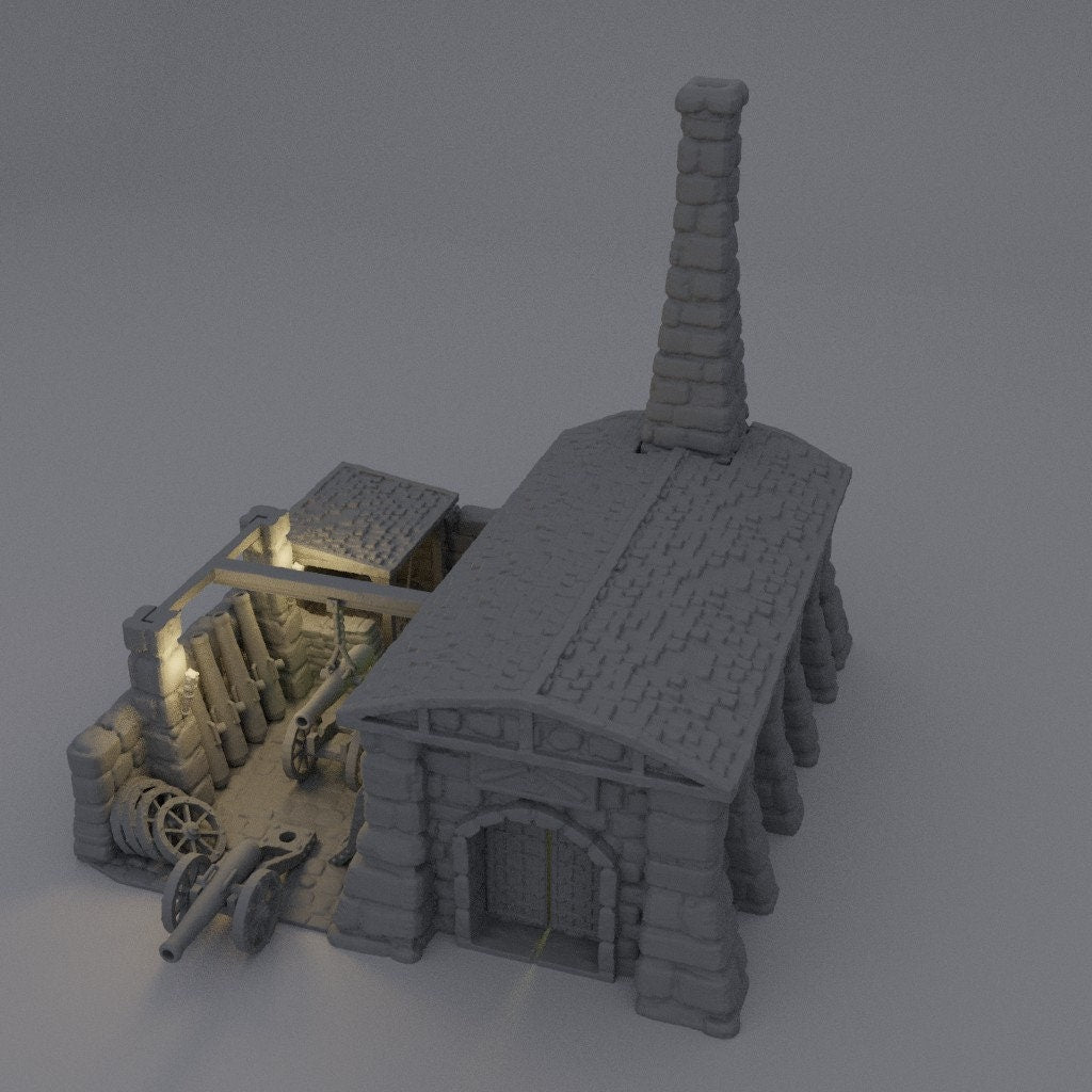 Medieval Cannon Forge, Miniature Land | Dungeons and Dragons | Pathfinder | Table Top RPG | 3D Printed Model