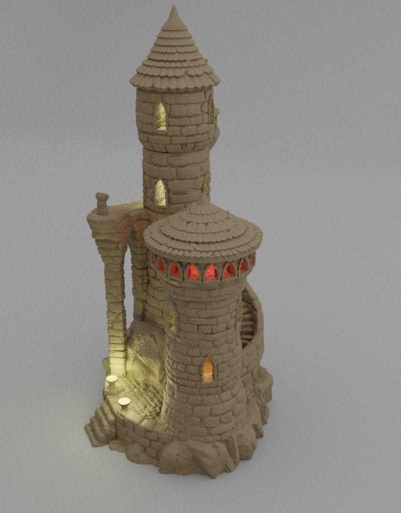 Small Wizards Tower, Miniature Land | Dungeons and Dragons | Pathfinder | Table Top RPG | 3D Printed Model