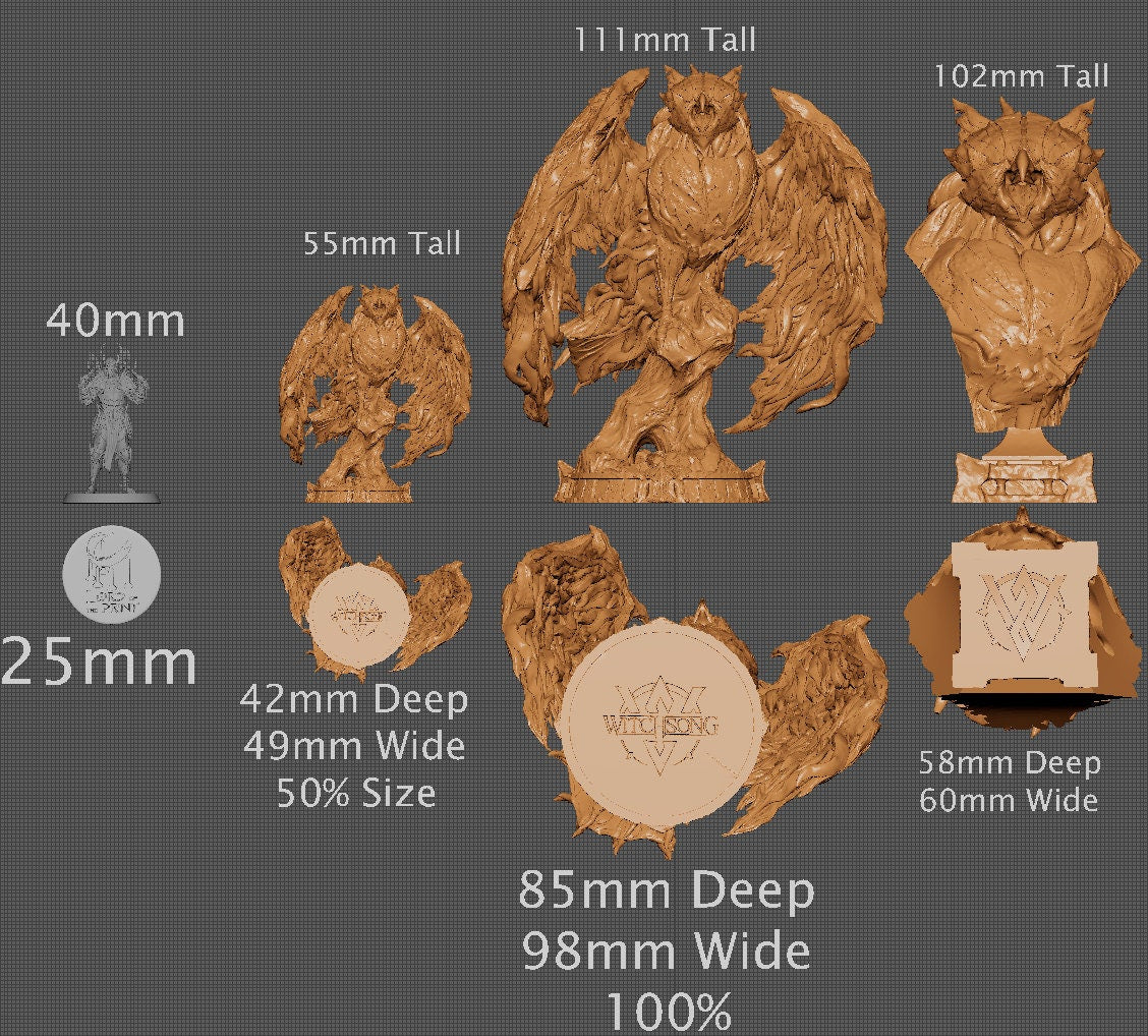 Fowl Moon Stalker, Bust Option, Witchsong Miniatures | Dungeons and Dragons | Pathfinder | Table Top RPG | 3D Printed Model