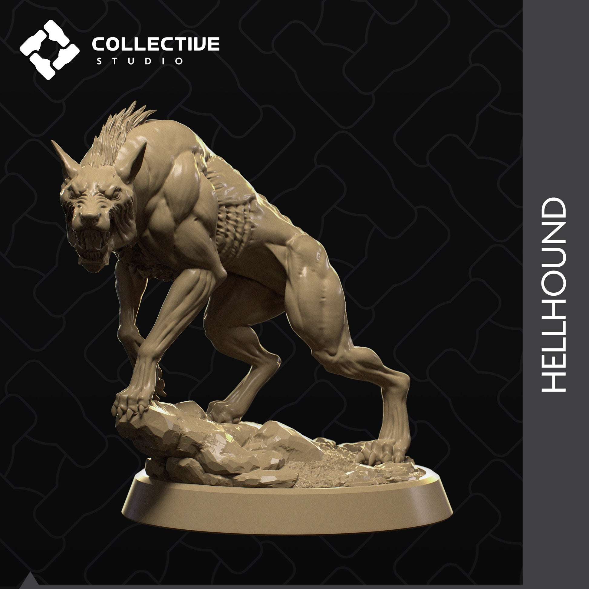 Hell Hound, Collective Studios | Dungeons and Dragons | Pathfinder | Table Top RPG | 3D Printed Model