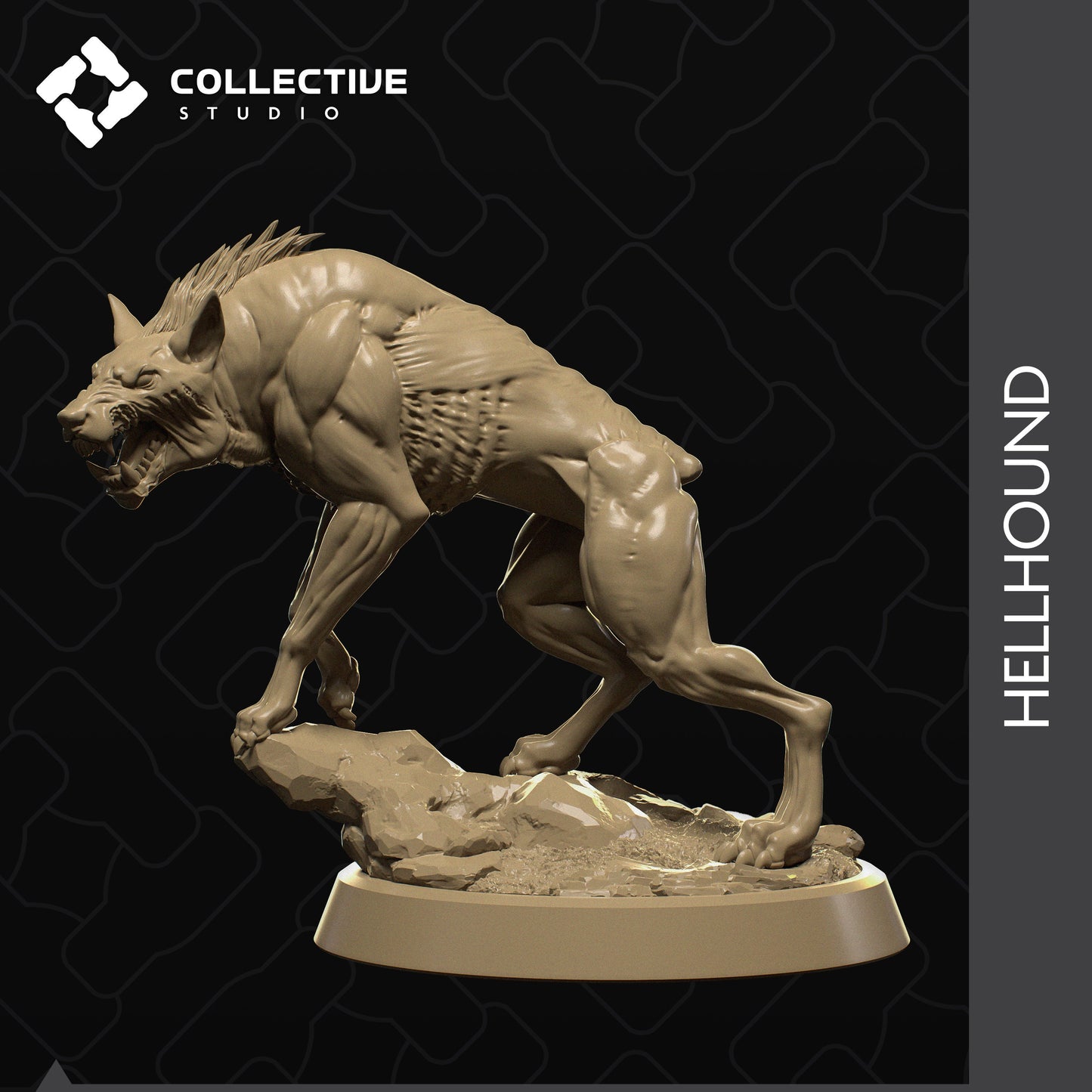 Hell Hound, Collective Studios | Dungeons and Dragons | Pathfinder | Table Top RPG | 3D Printed Model