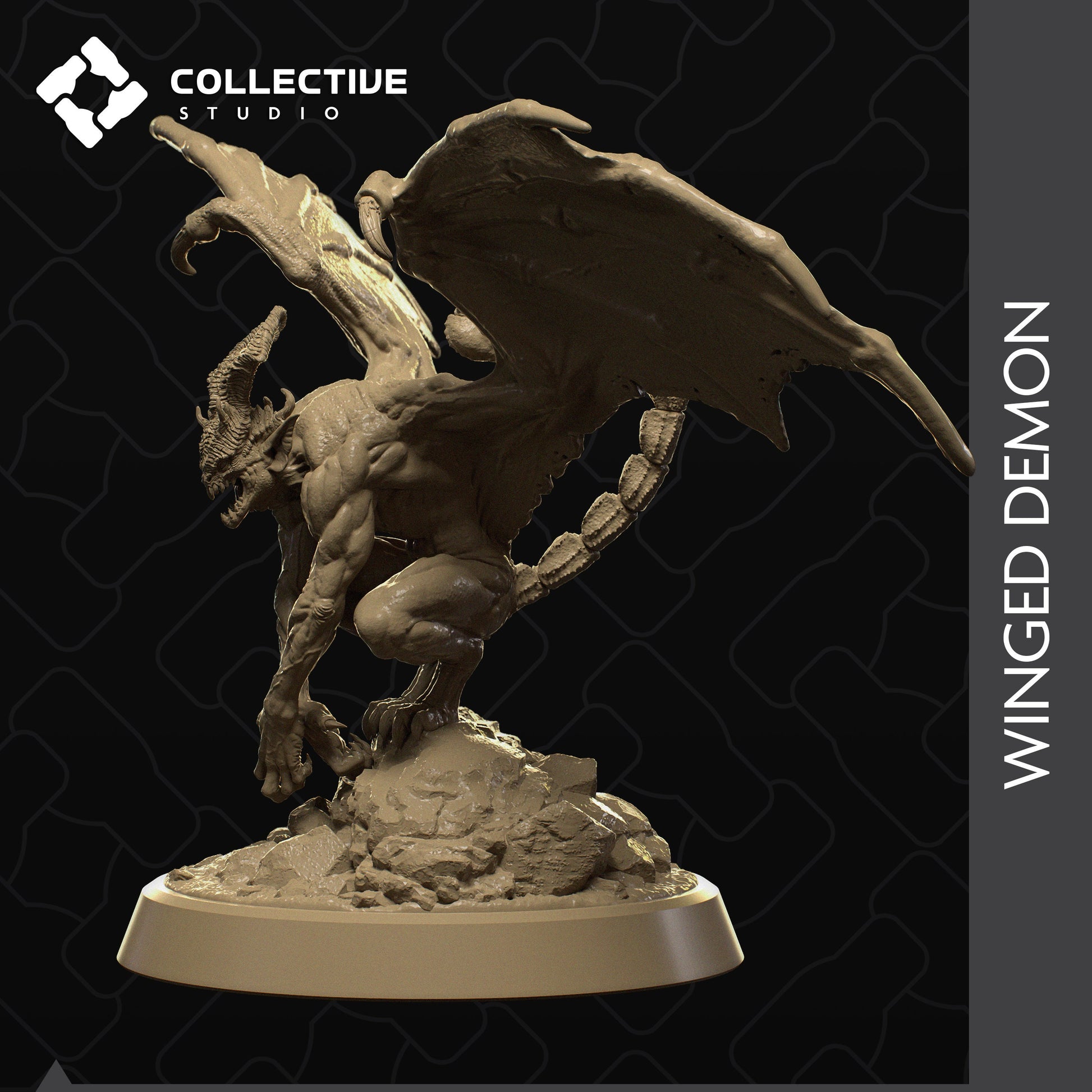 Winged Demon, Collective Studios | Dungeons and Dragons | Pathfinder | Table Top RPG | 3D Printed Model