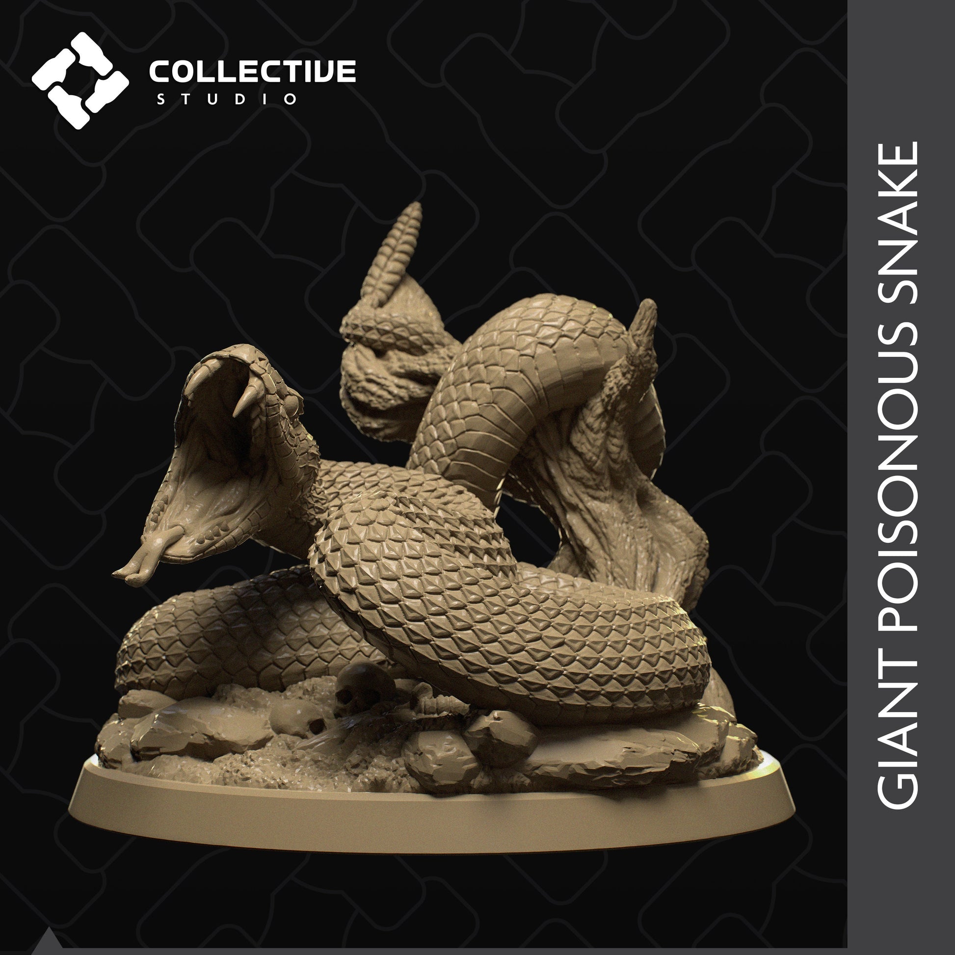 Snake, Collective Studios | Dungeons and Dragons | Pathfinder | Table Top RPG | 3D Printed Model