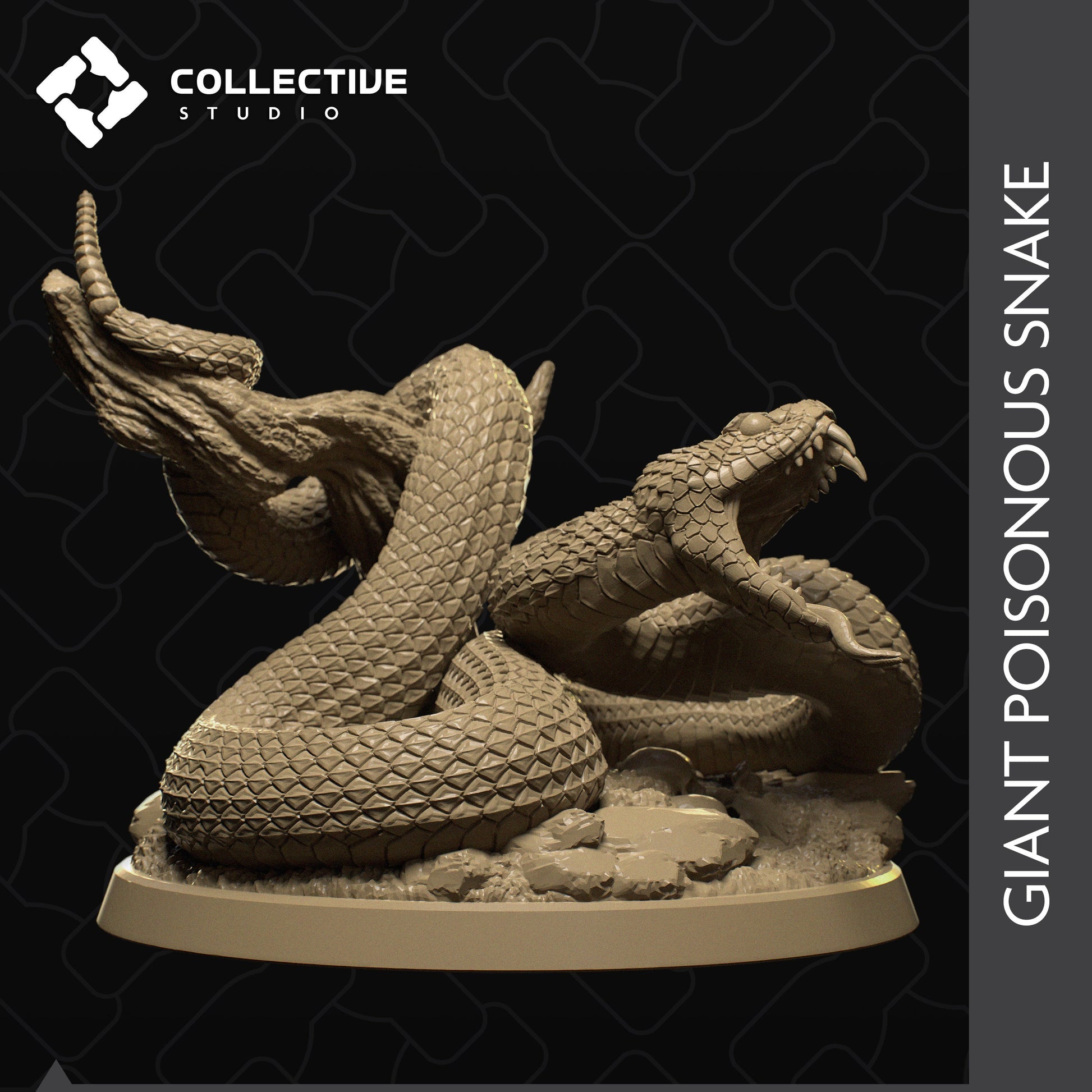 Snake, Collective Studios | Dungeons and Dragons | Pathfinder | Table Top RPG | 3D Printed Model