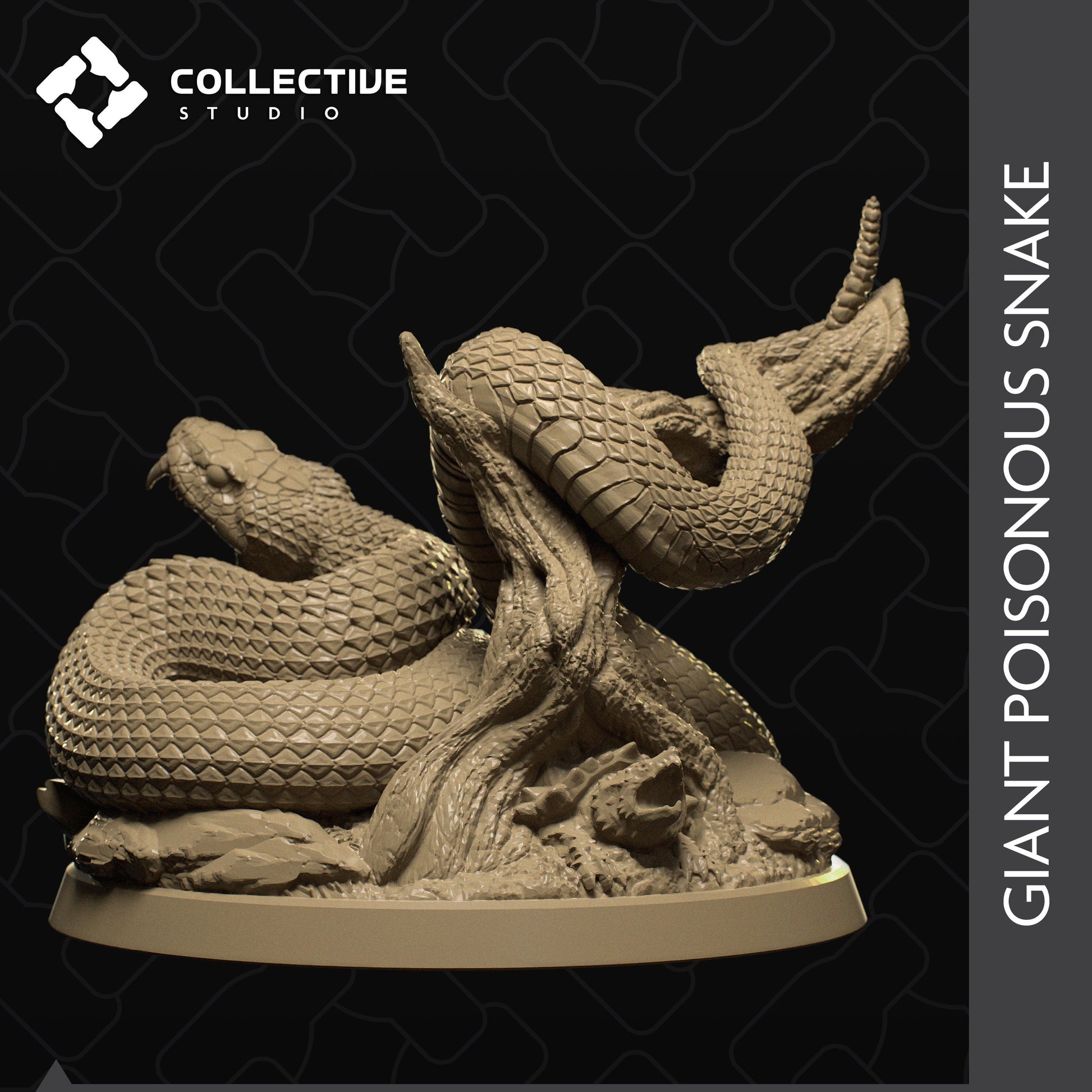 Snake, Collective Studios | Dungeons and Dragons | Pathfinder | Table Top RPG | 3D Printed Model