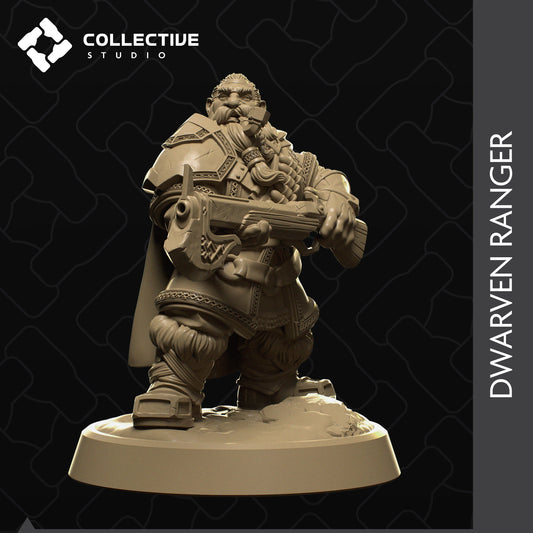 Dwarf Ranger, Collective Studios | Dungeons and Dragons | Pathfinder | Table Top RPG | 3D Printed Model