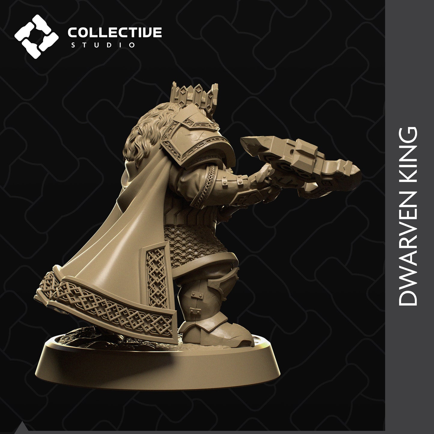 Dwarf King, Collective Studios | Dungeons and Dragons | Pathfinder | Table Top RPG | 3D Printed Model