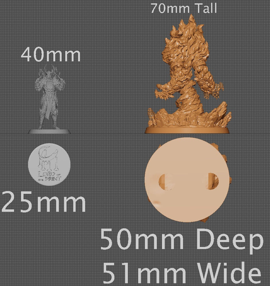 Fire Elemental, Collective Studios | Dungeons and Dragons | Pathfinder | Table Top RPG | 3D Printed Model