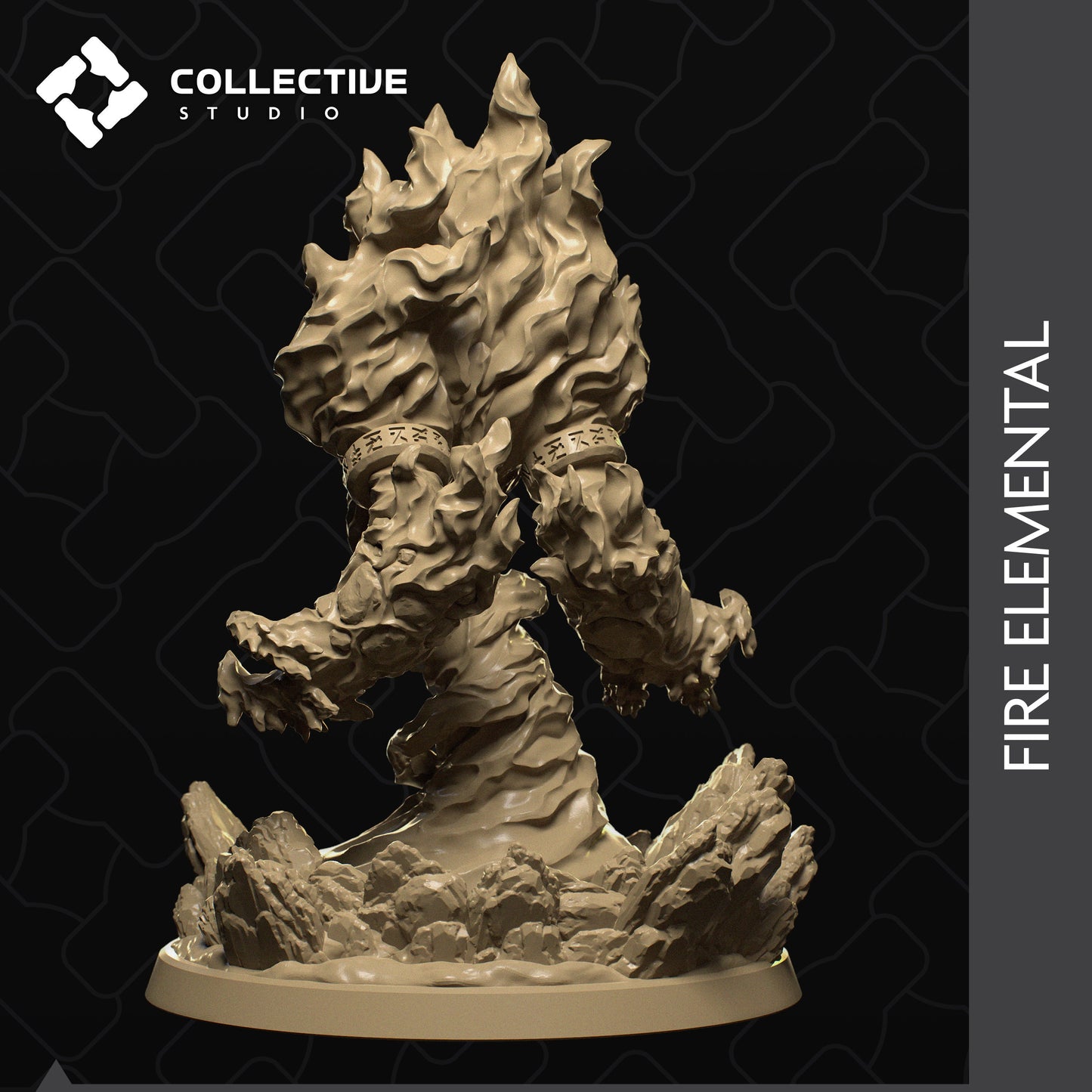 Fire Elemental, Collective Studios | Dungeons and Dragons | Pathfinder | Table Top RPG | 3D Printed Model