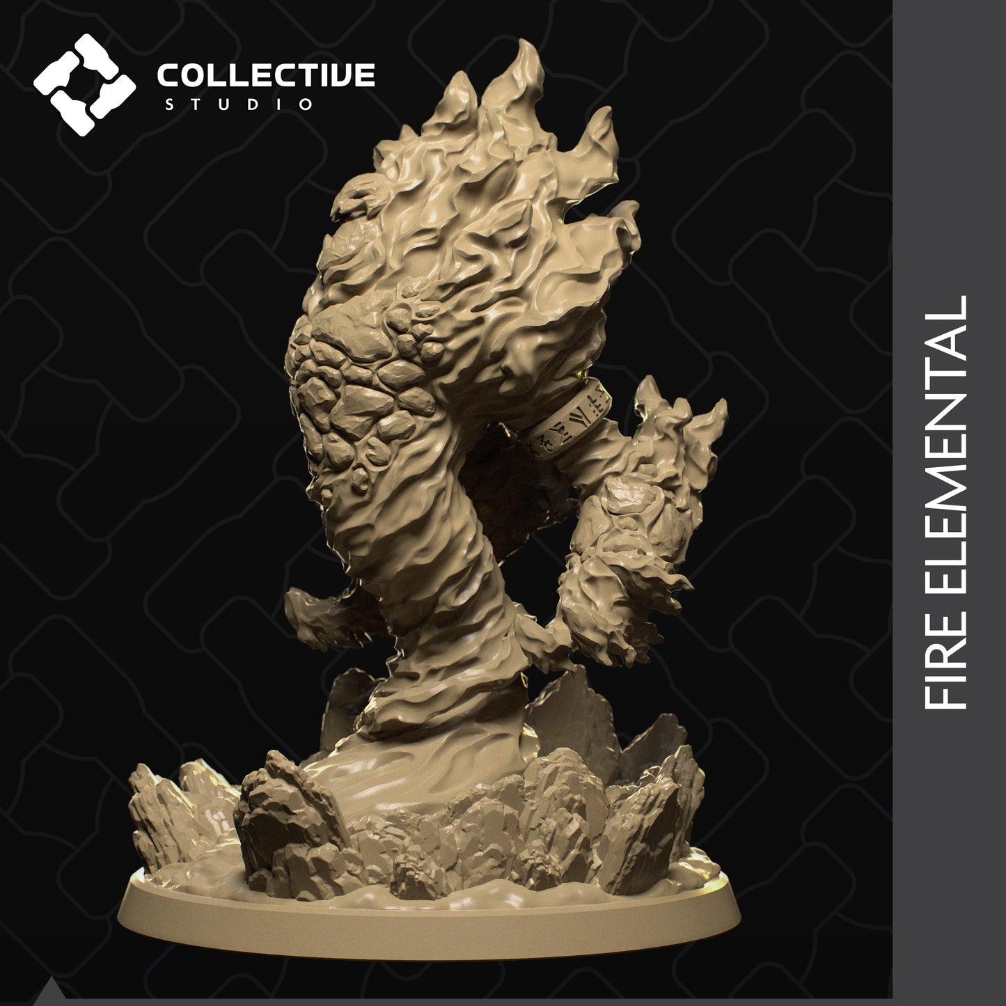 Fire Elemental, Collective Studios | Dungeons and Dragons | Pathfinder | Table Top RPG | 3D Printed Model