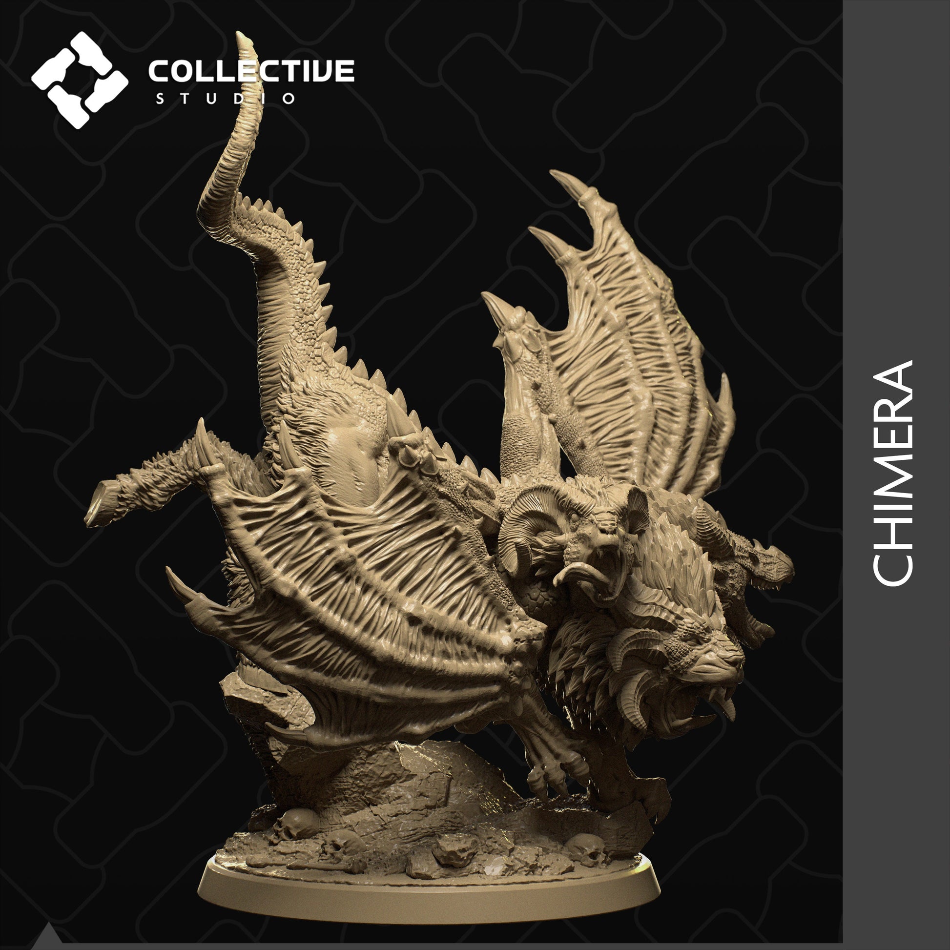 Chimera, Collective Studios | Dungeons and Dragons | Pathfinder | Table Top RPG | 3D Printed Model