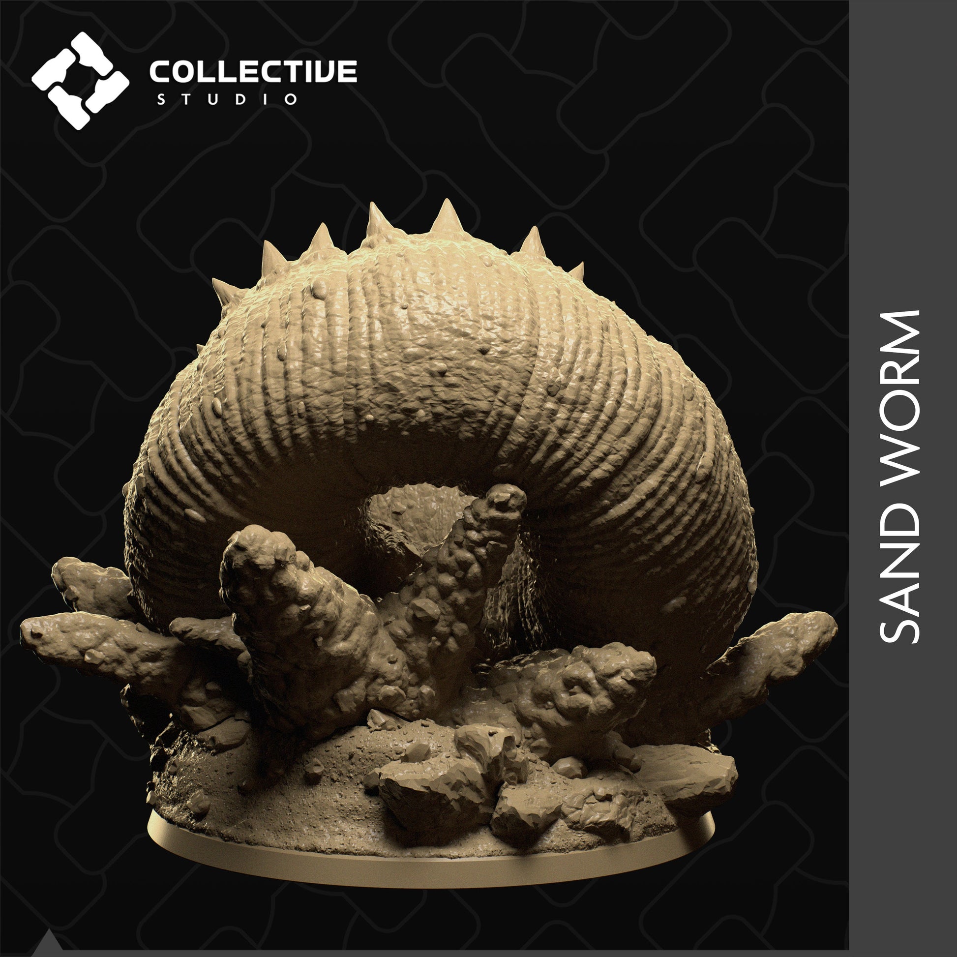 Sand Worm, Collective Studios | Dungeons and Dragons | Pathfinder | Table Top RPG | 3D Printed Model