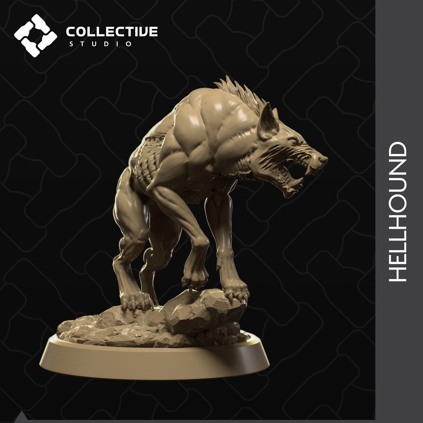 Hell Hound, Collective Studios | Dungeons and Dragons | Pathfinder | Table Top RPG | 3D Printed Model