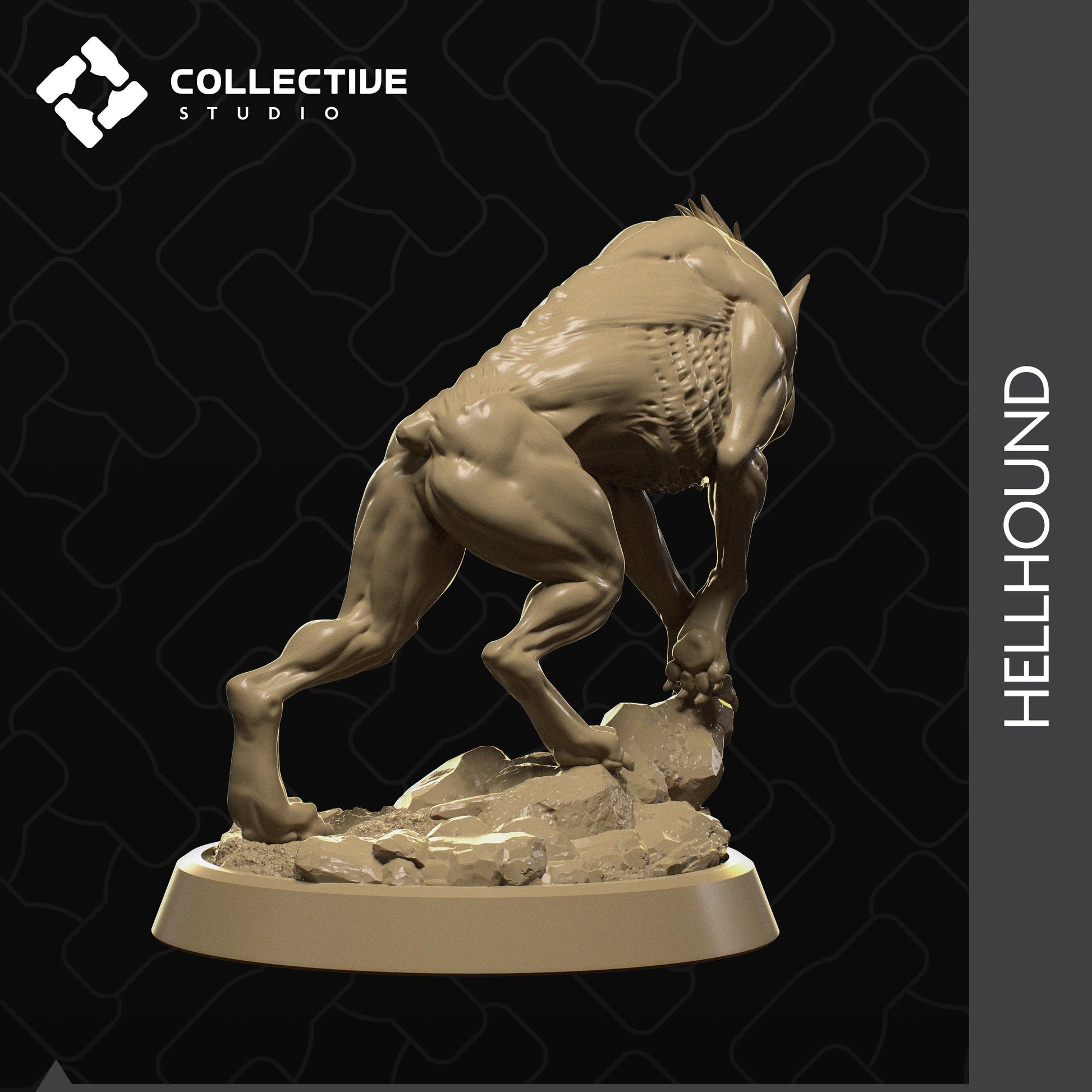 Hell Hound, Collective Studios | Dungeons and Dragons | Pathfinder | Table Top RPG | 3D Printed Model