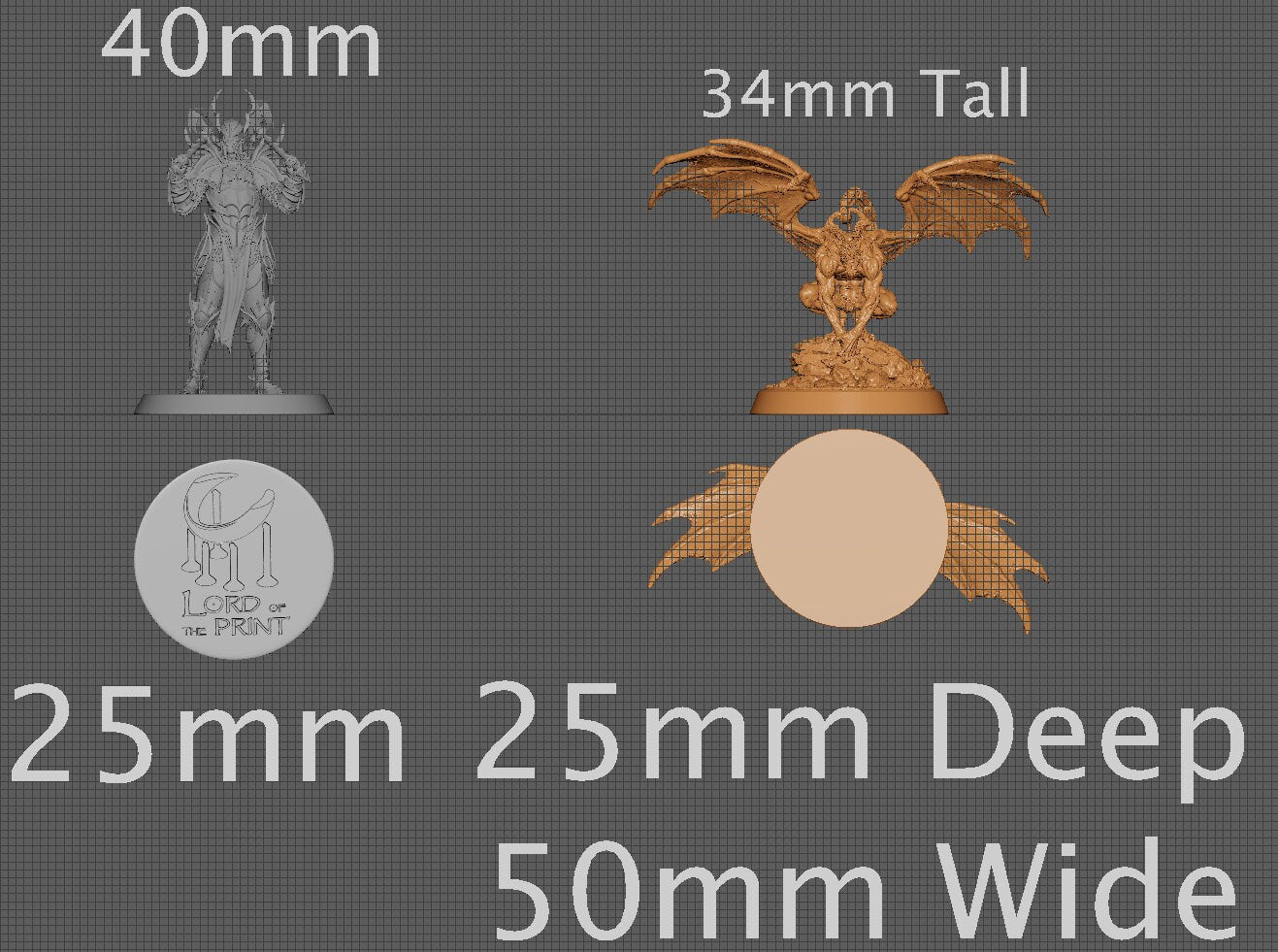 Winged Demon, Collective Studios | Dungeons and Dragons | Pathfinder | Table Top RPG | 3D Printed Model