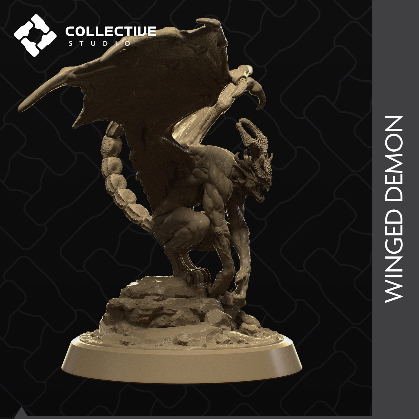 Winged Demon, Collective Studios | Dungeons and Dragons | Pathfinder | Table Top RPG | 3D Printed Model