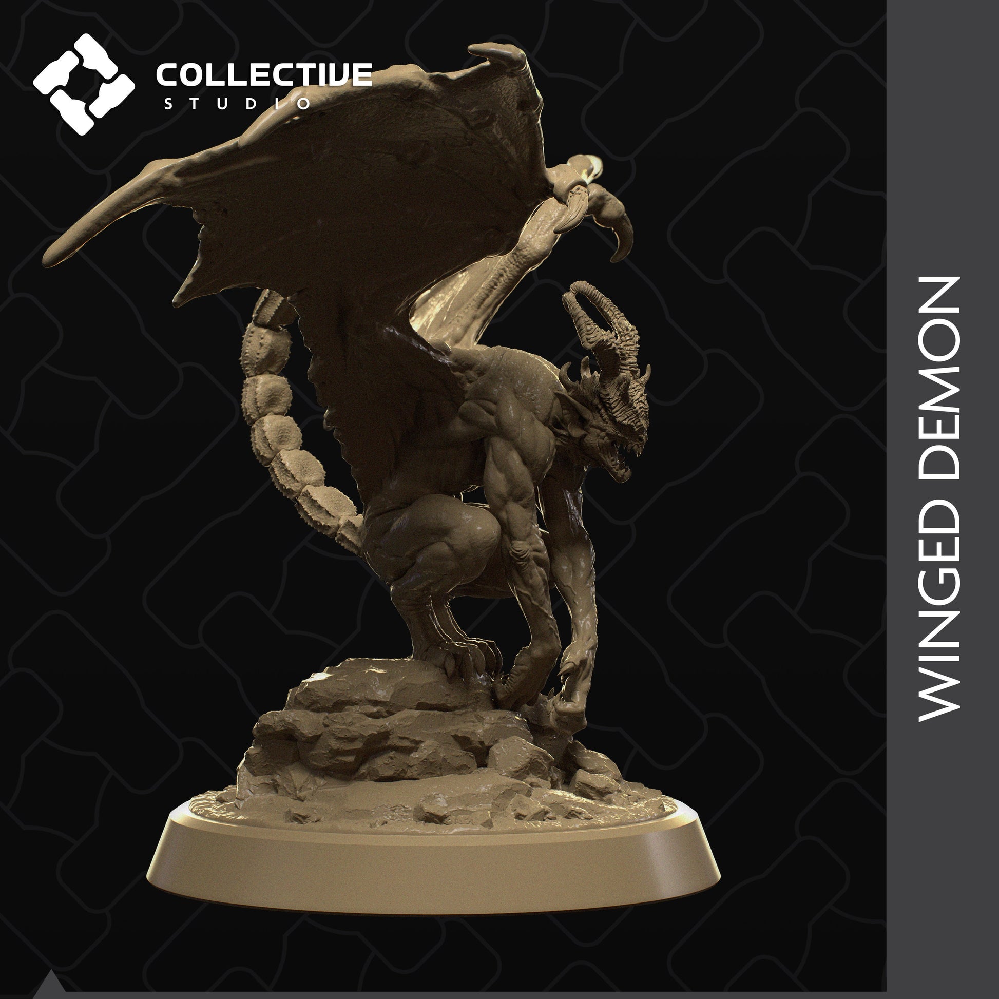 Winged Demon, Collective Studios | Dungeons and Dragons | Pathfinder | Table Top RPG | 3D Printed Model