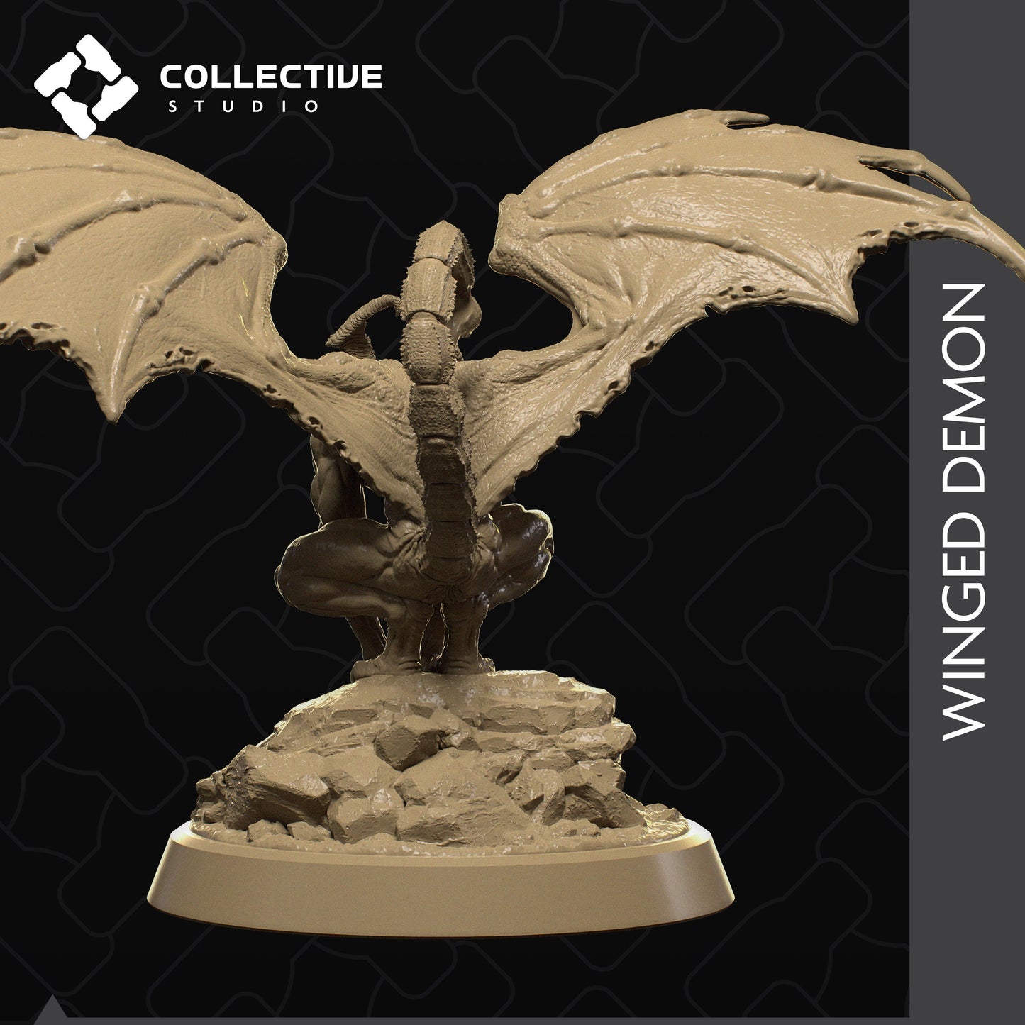 Winged Demon, Collective Studios | Dungeons and Dragons | Pathfinder | Table Top RPG | 3D Printed Model