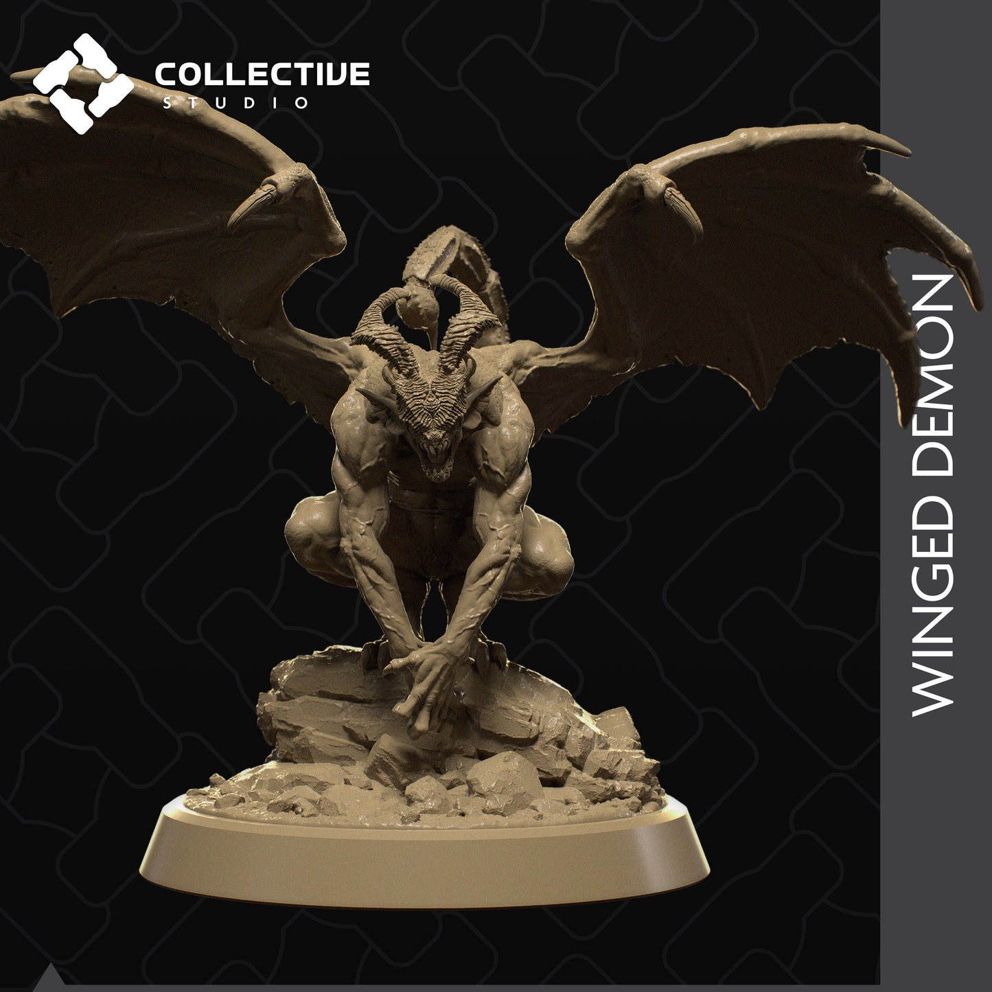 Winged Demon, Collective Studios | Dungeons and Dragons | Pathfinder | Table Top RPG | 3D Printed Model