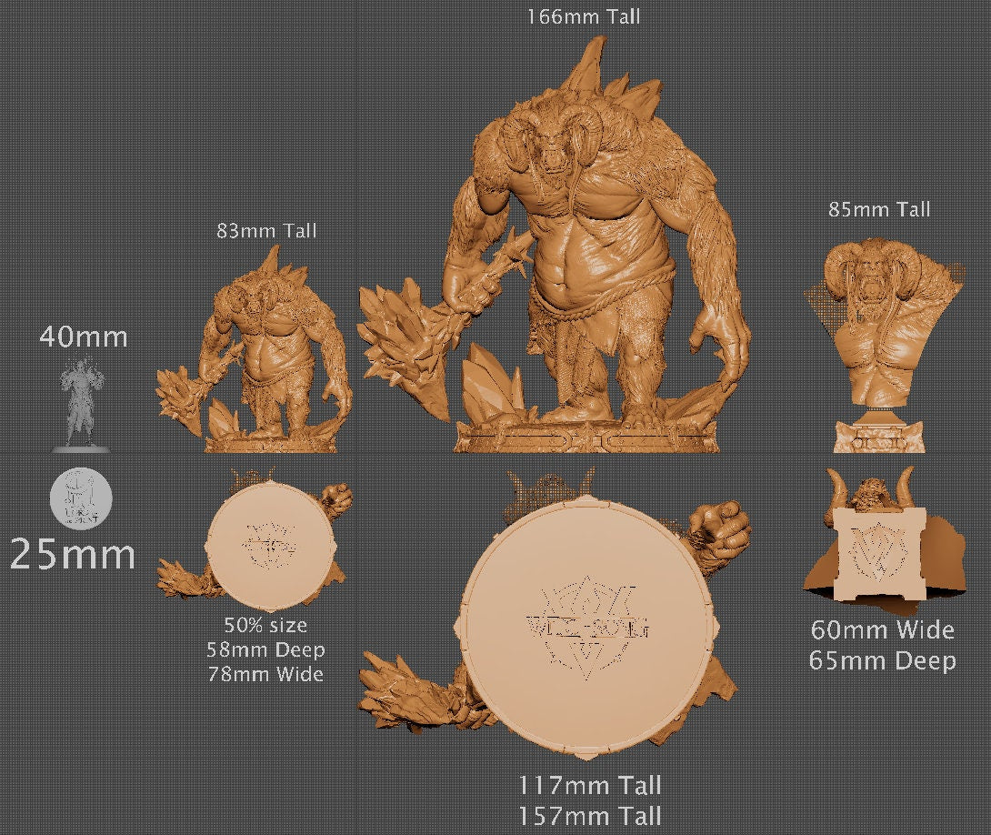 Dreadfrost Yeti, Bust Options | Aussie 3D Printed Miniatures and Terrain